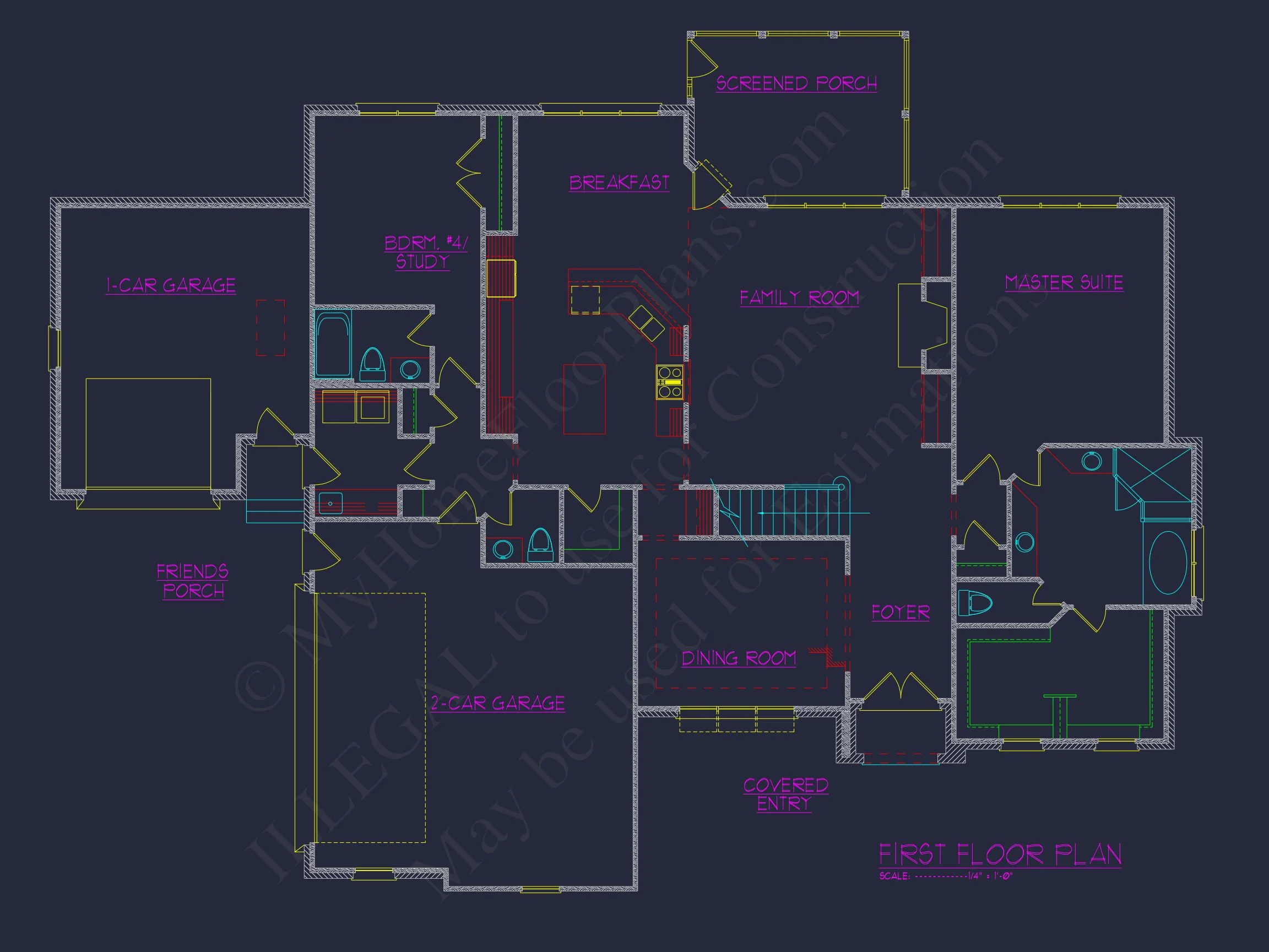 15-1423 HOUSE PLAN - Elegant House Plan with Detailed Floor Blueprint Designs 4 Elegant house Plan with Detailed Floor Blueprint Designs
