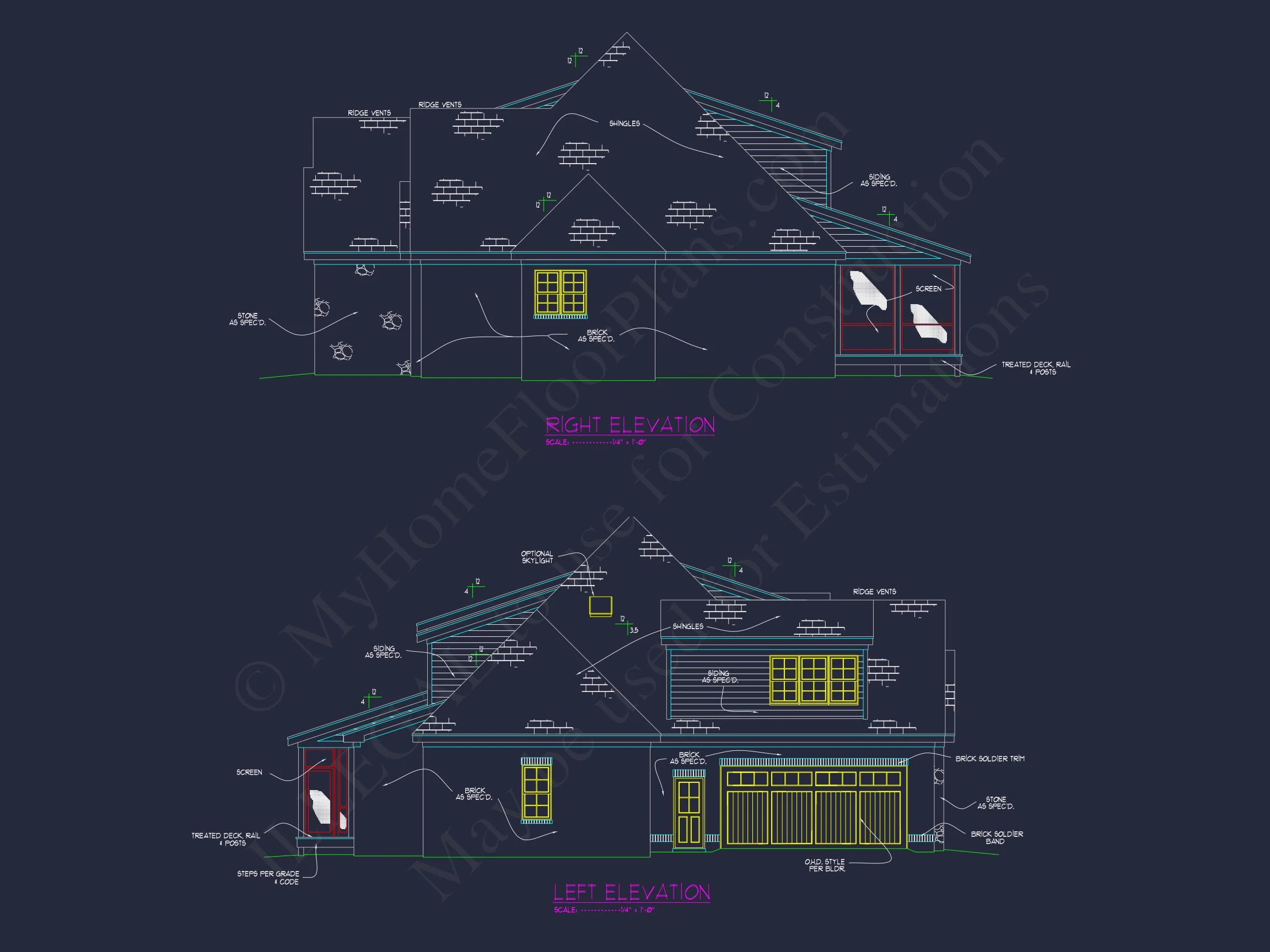 15-1423 HOUSE PLAN - Elegant House Plan with Detailed Floor Blueprint Designs 3 Elegant house Plan with Detailed Floor Blueprint Designs