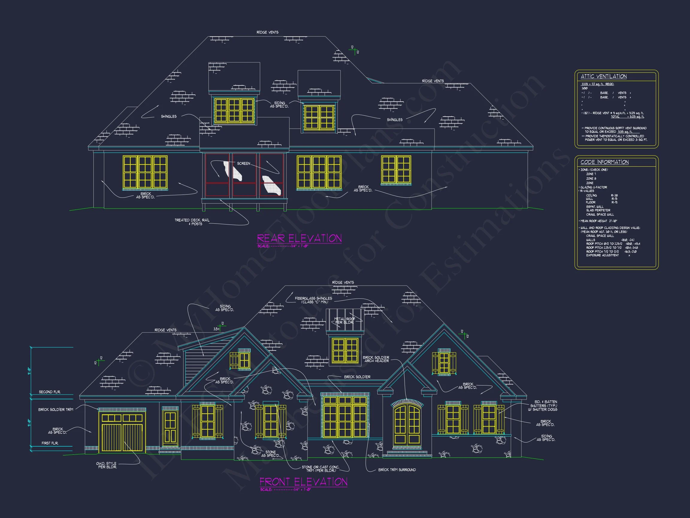15-1423 HOUSE PLAN - Elegant House Plan with Detailed Floor Blueprint Designs 2 Elegant house Plan with Detailed Floor Blueprint Designs