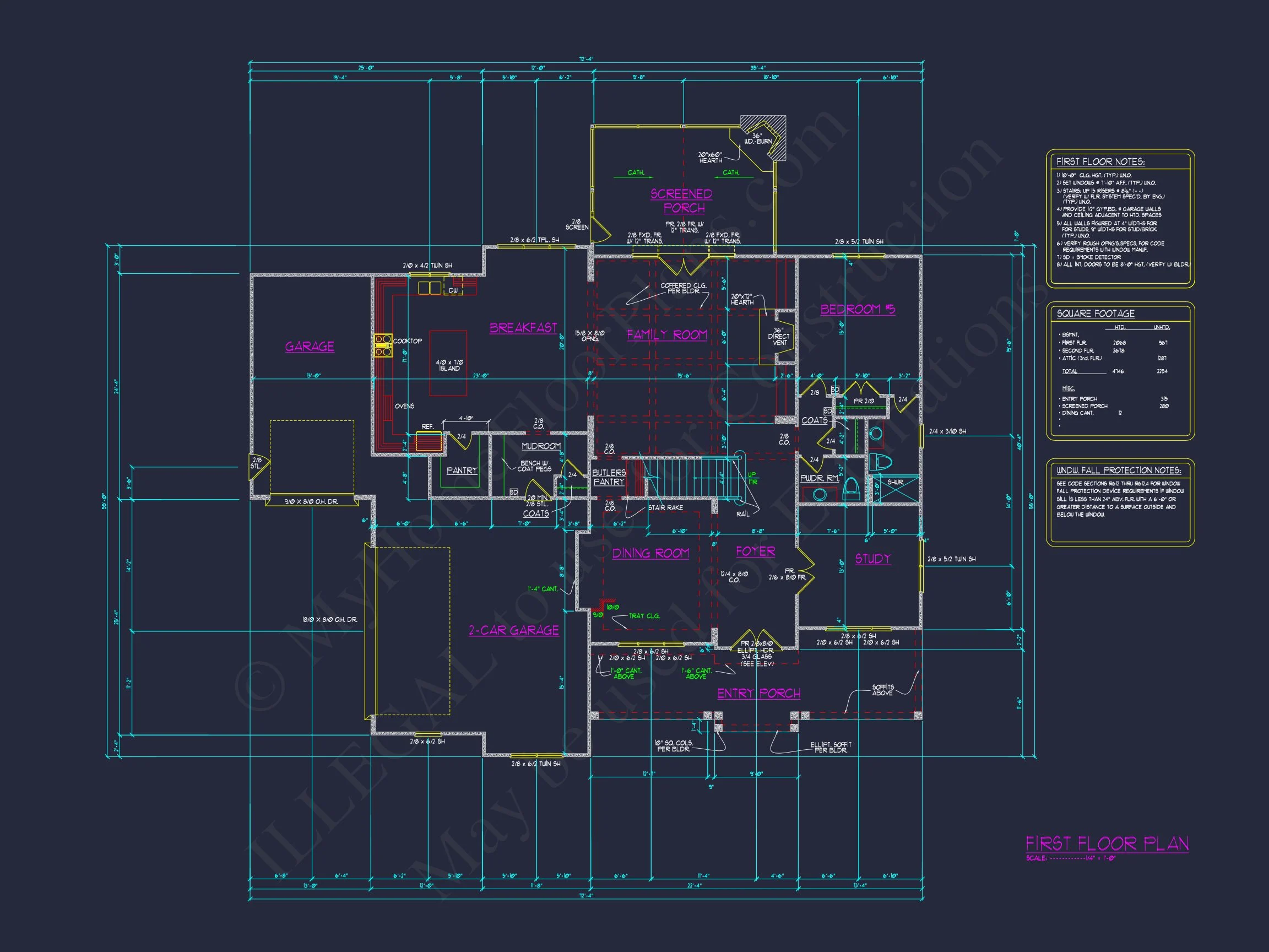 Colonial house Plan with 3 Story Design, Spacious Features