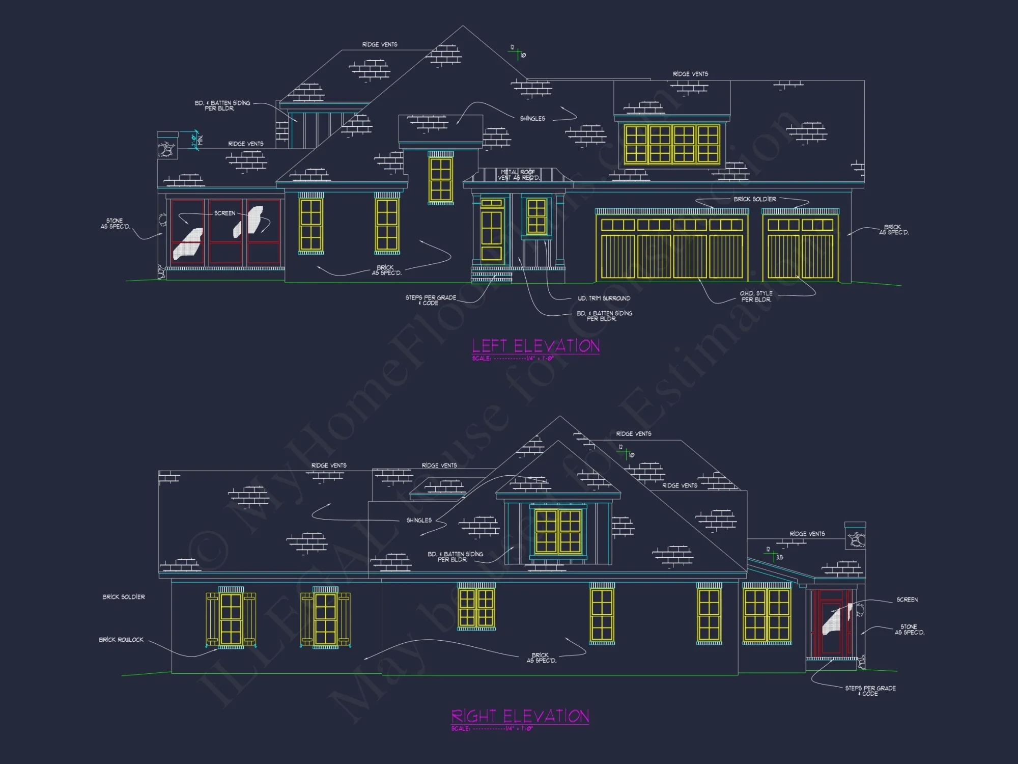 Custom house Blueprint with 4 Beds, 4.5 Baths, Open Floor Plan Designs