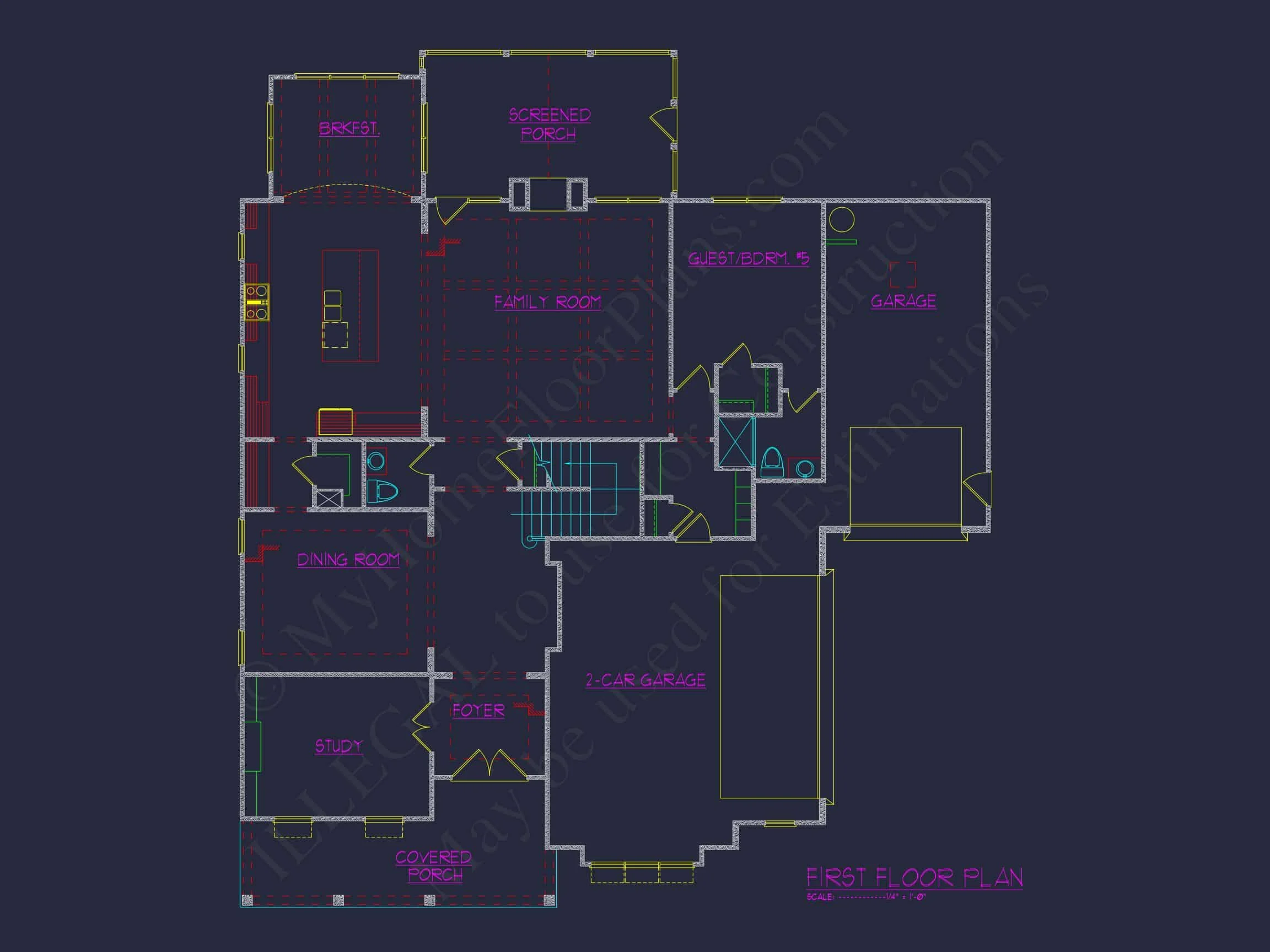 Custom Colonial house Plan with CAD Designs and Blueprints