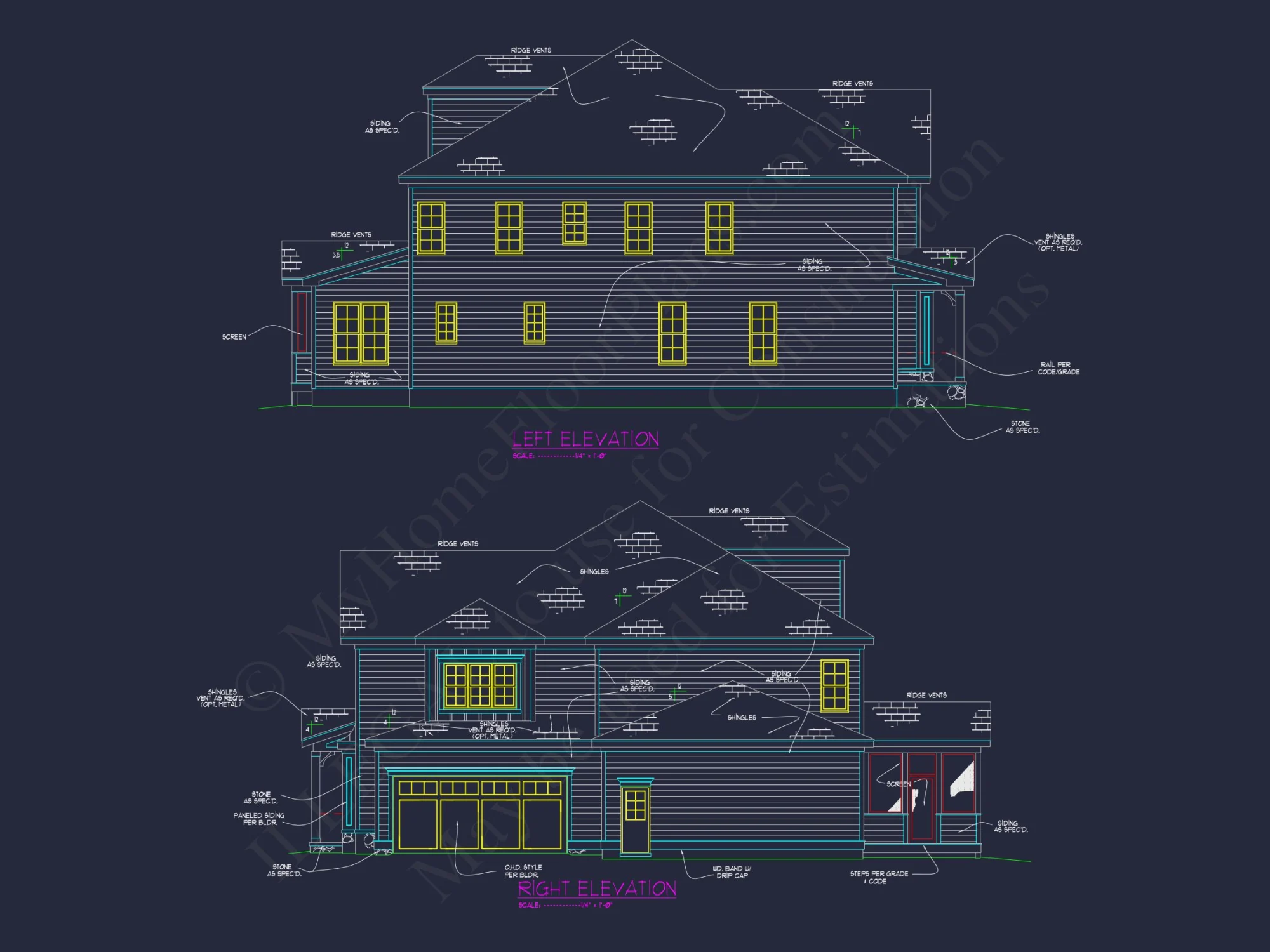 Custom Colonial house Plan with CAD Designs and Blueprints