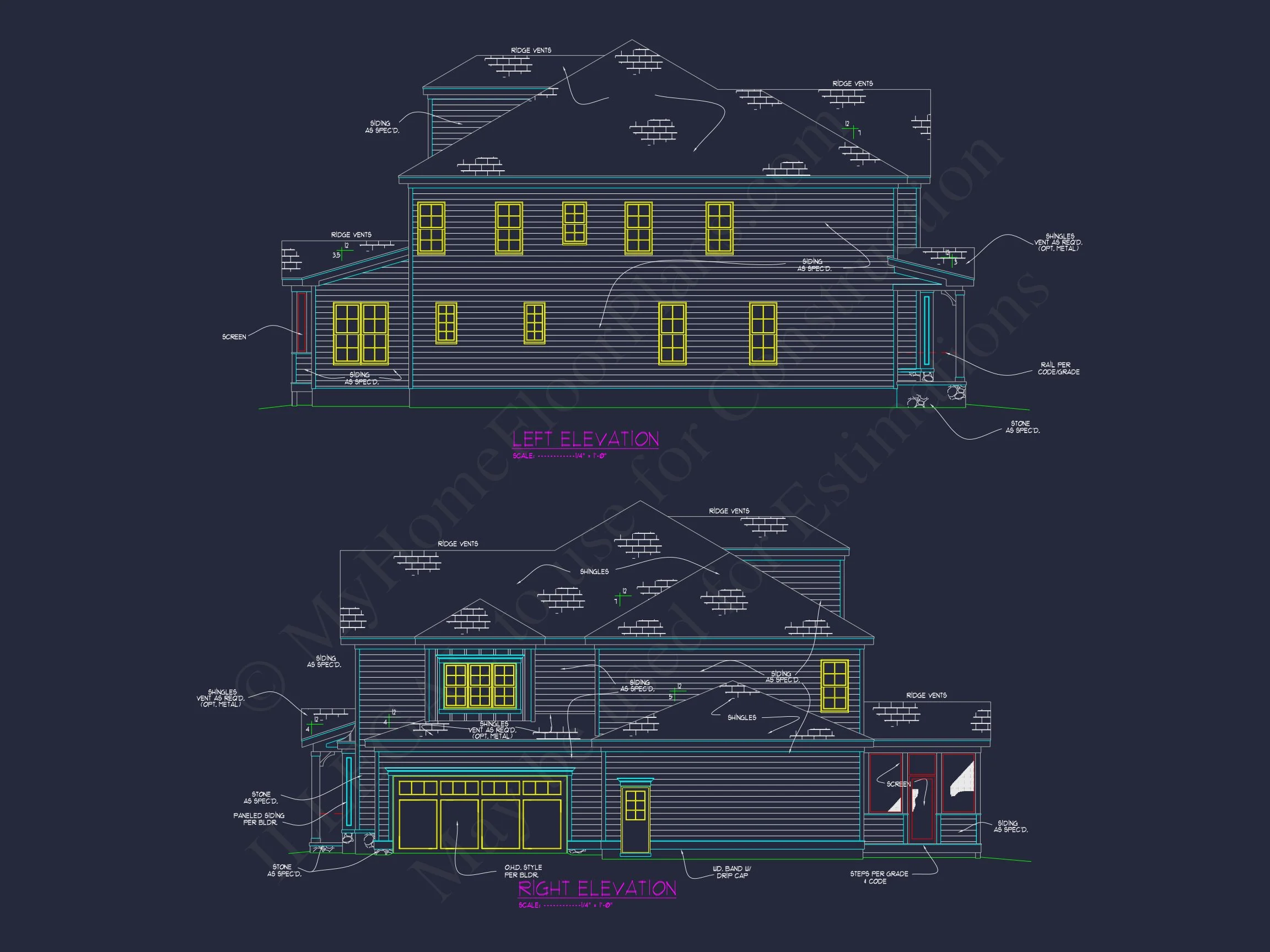 Custom Colonial house Plan with CAD Designs and Blueprints
