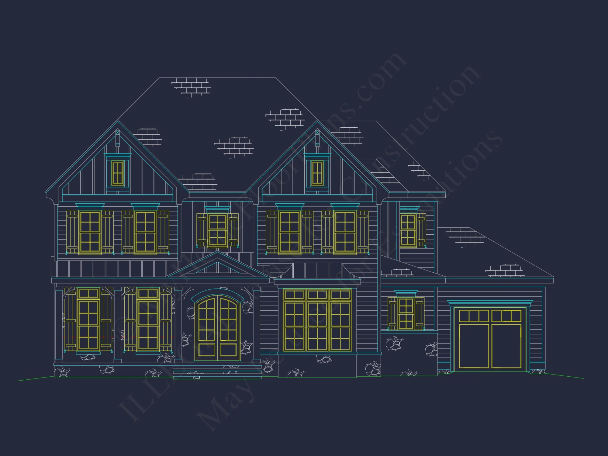 Custom Colonial house Plan with CAD Designs and Blueprints