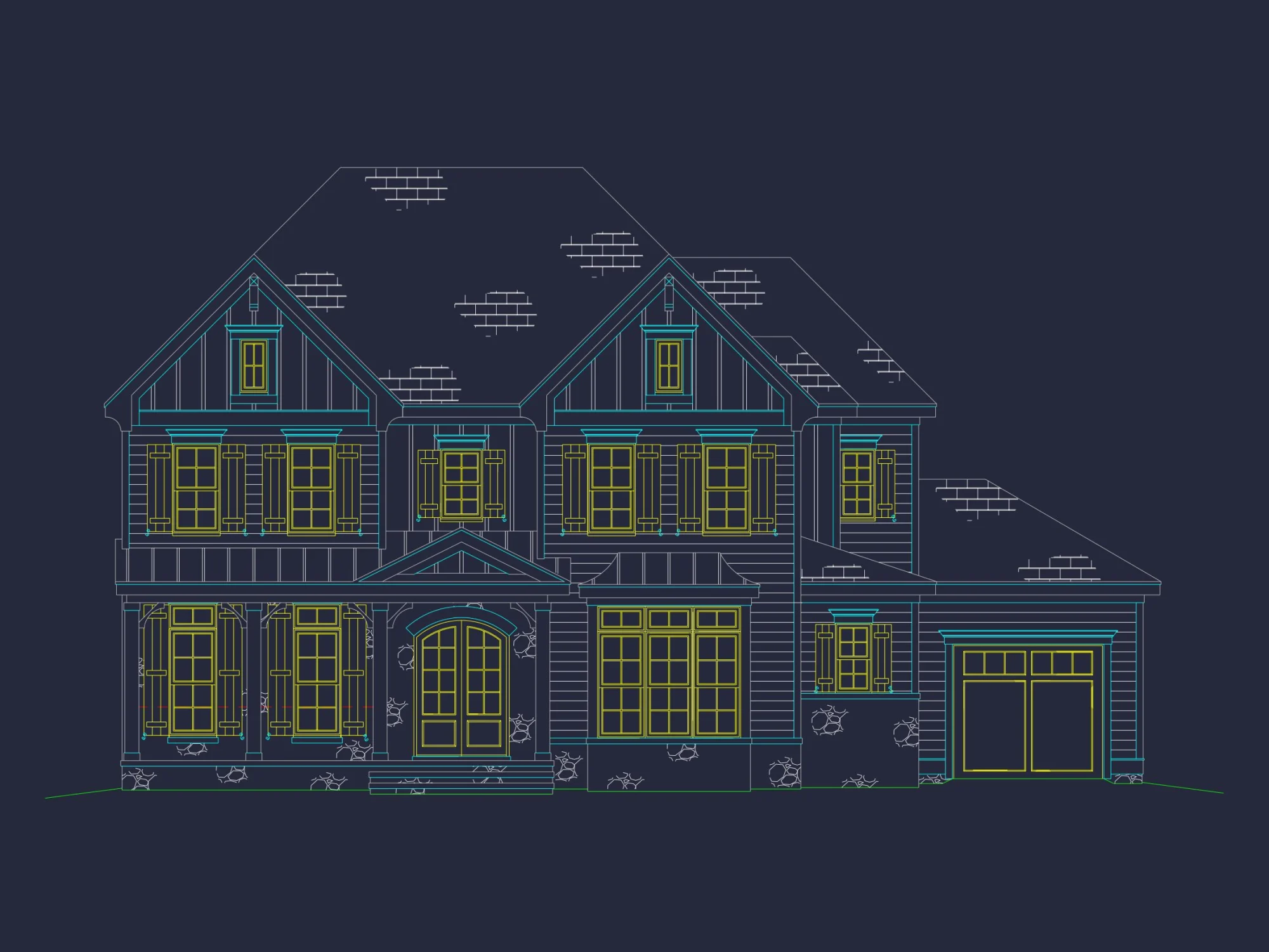 Custom Colonial house Plan with CAD Designs and Blueprints