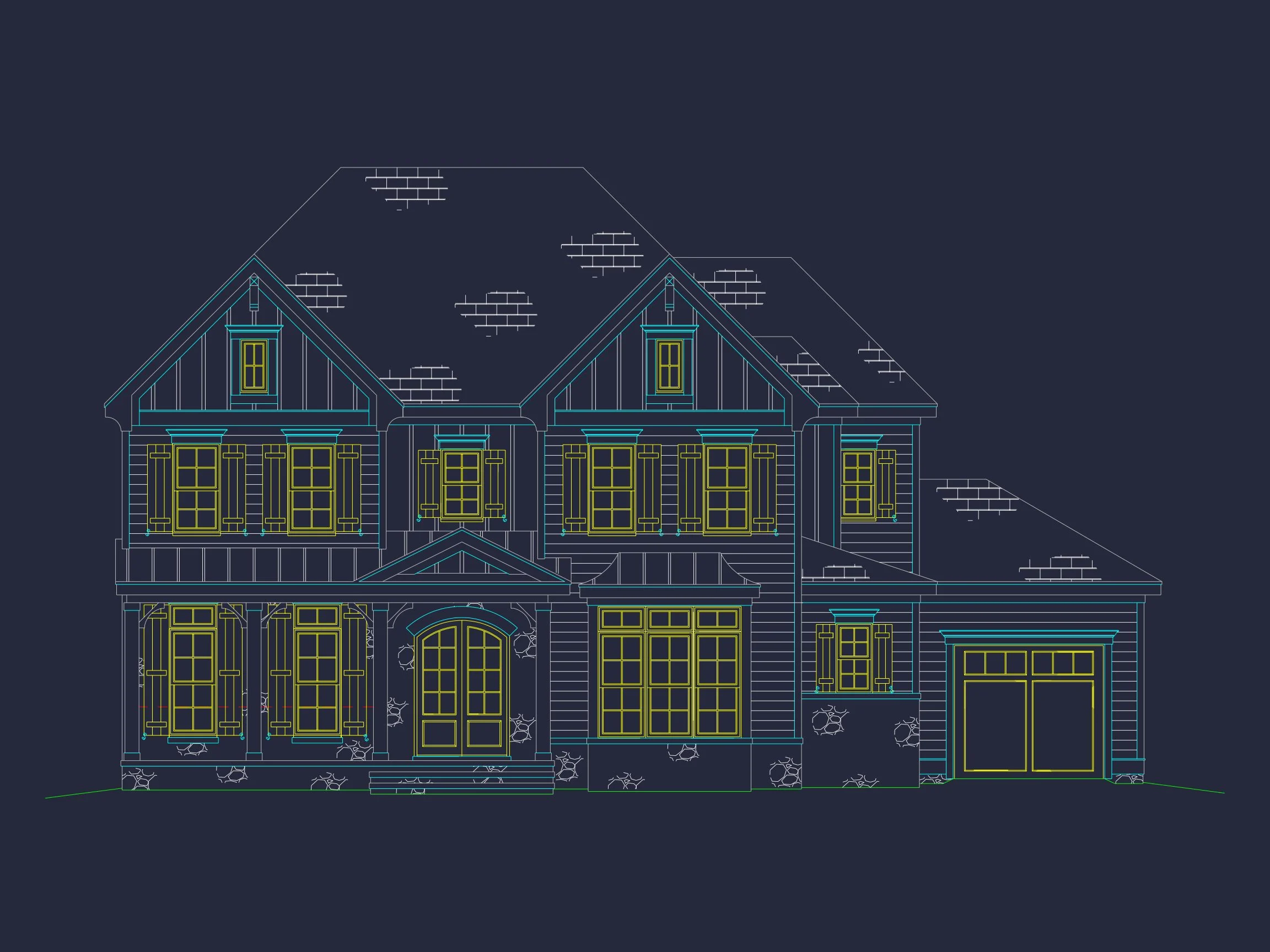 Custom Colonial house Plan with CAD Designs and Blueprints