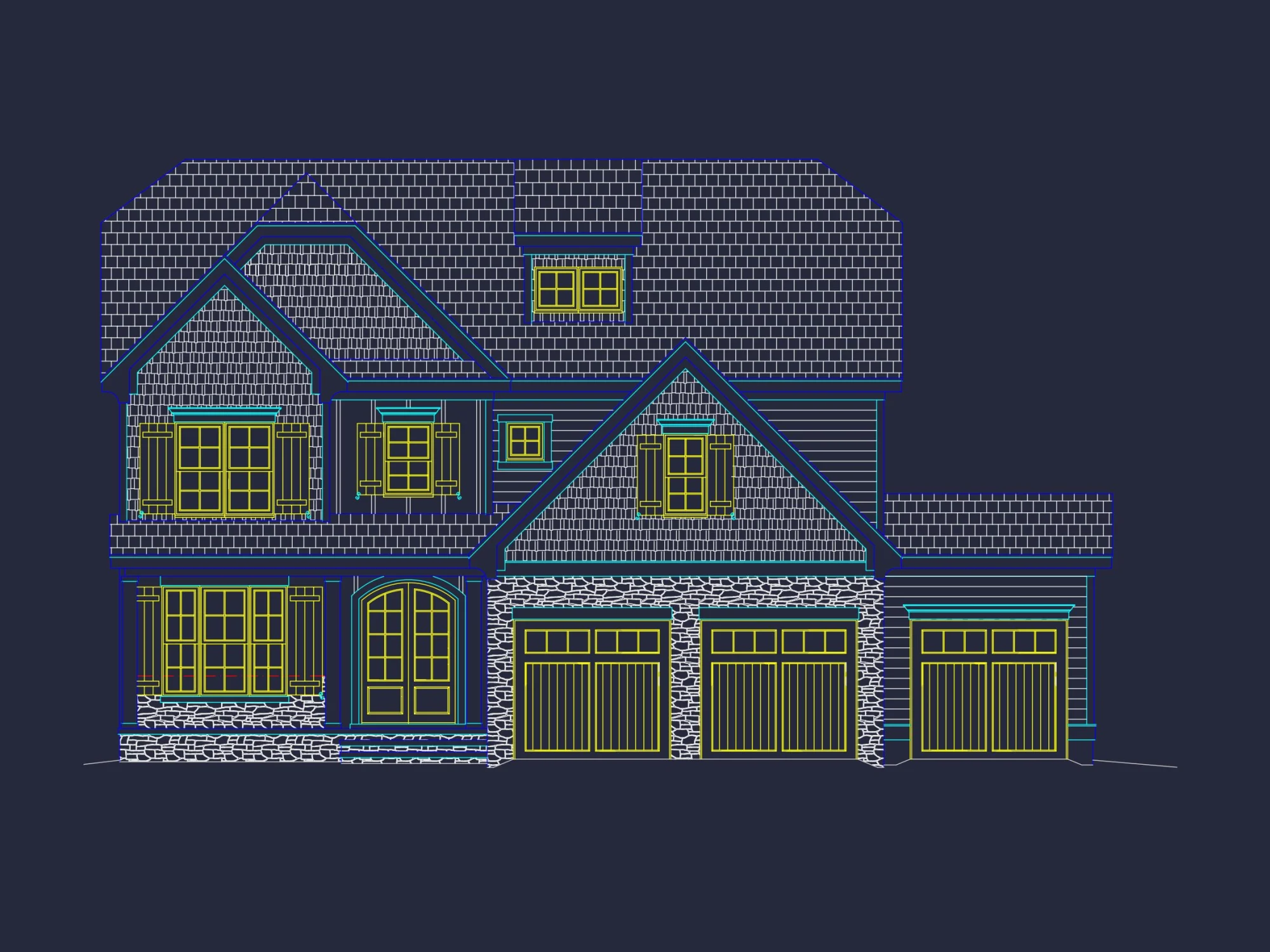 Beautiful CAD house Design with 5 Bedrooms and 2.5 Stories