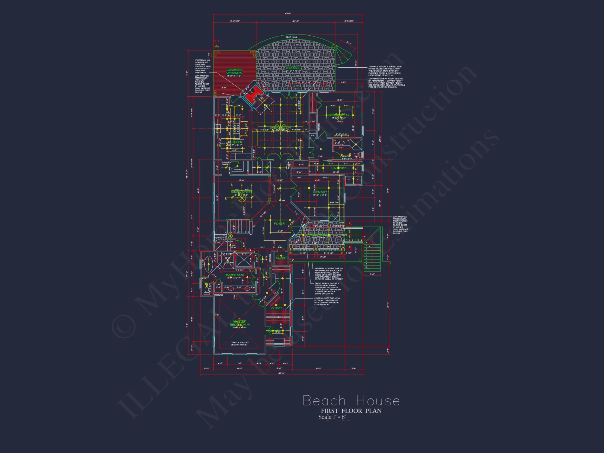 Beautiful Beach house Floor Plan with CAD Designs & Blueprint