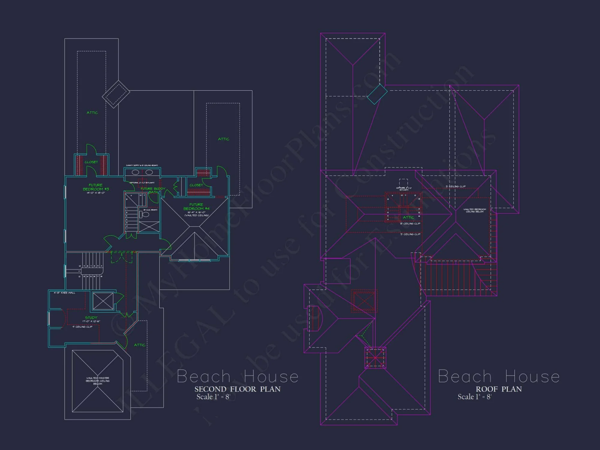 Beautiful Beach house Floor Plan with CAD Designs & Blueprint