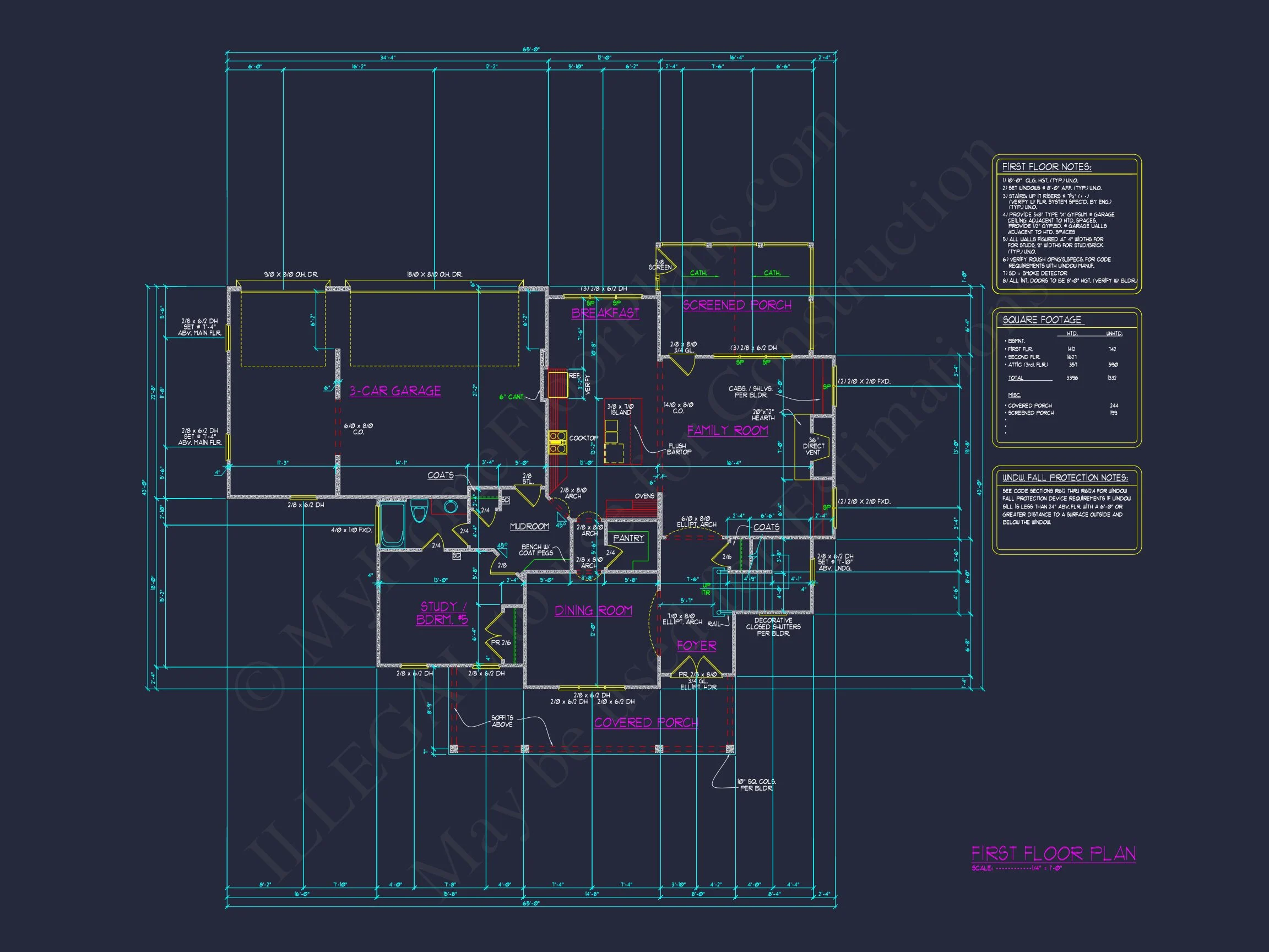 14-1434 HOUSE PLAN - Elegant 3-Floor House Plan with CAD Blueprint and Designs 7 Elegant 3-Floor house Plan with CAD Blueprint and Designs