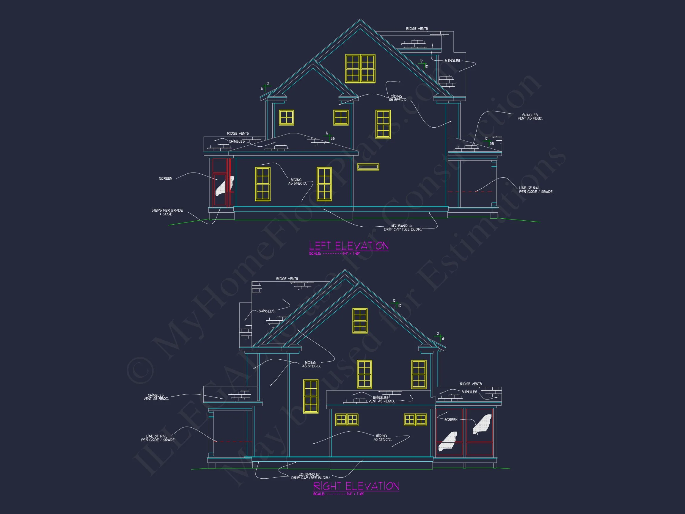 14-1434 HOUSE PLAN - Elegant 3-Floor House Plan with CAD Blueprint and Designs 3 Elegant 3-Floor house Plan with CAD Blueprint and Designs