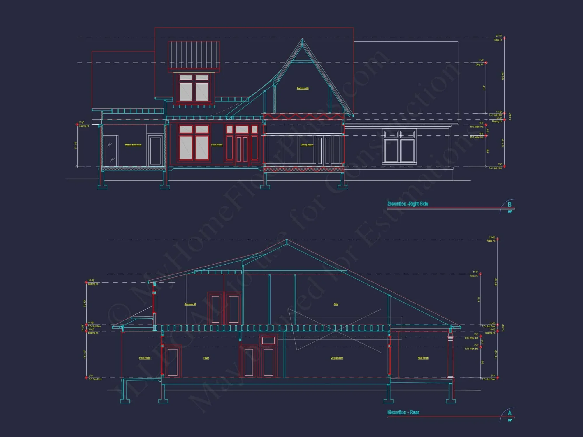 Modern Craftsman house Plan with Fireplace, 4 Bedrooms & Bonus