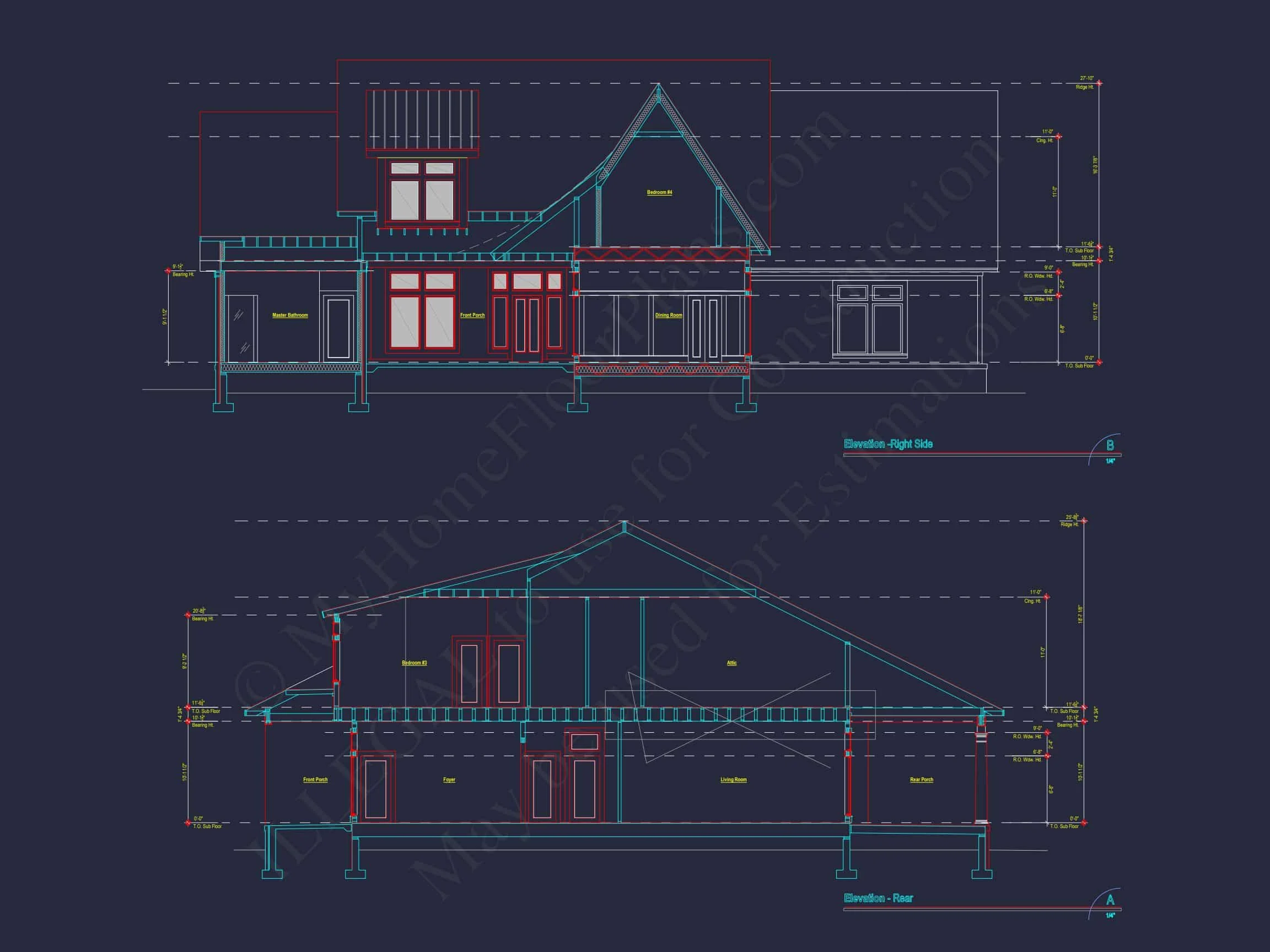Modern Craftsman house Plan with Fireplace, 4 Bedrooms & Bonus