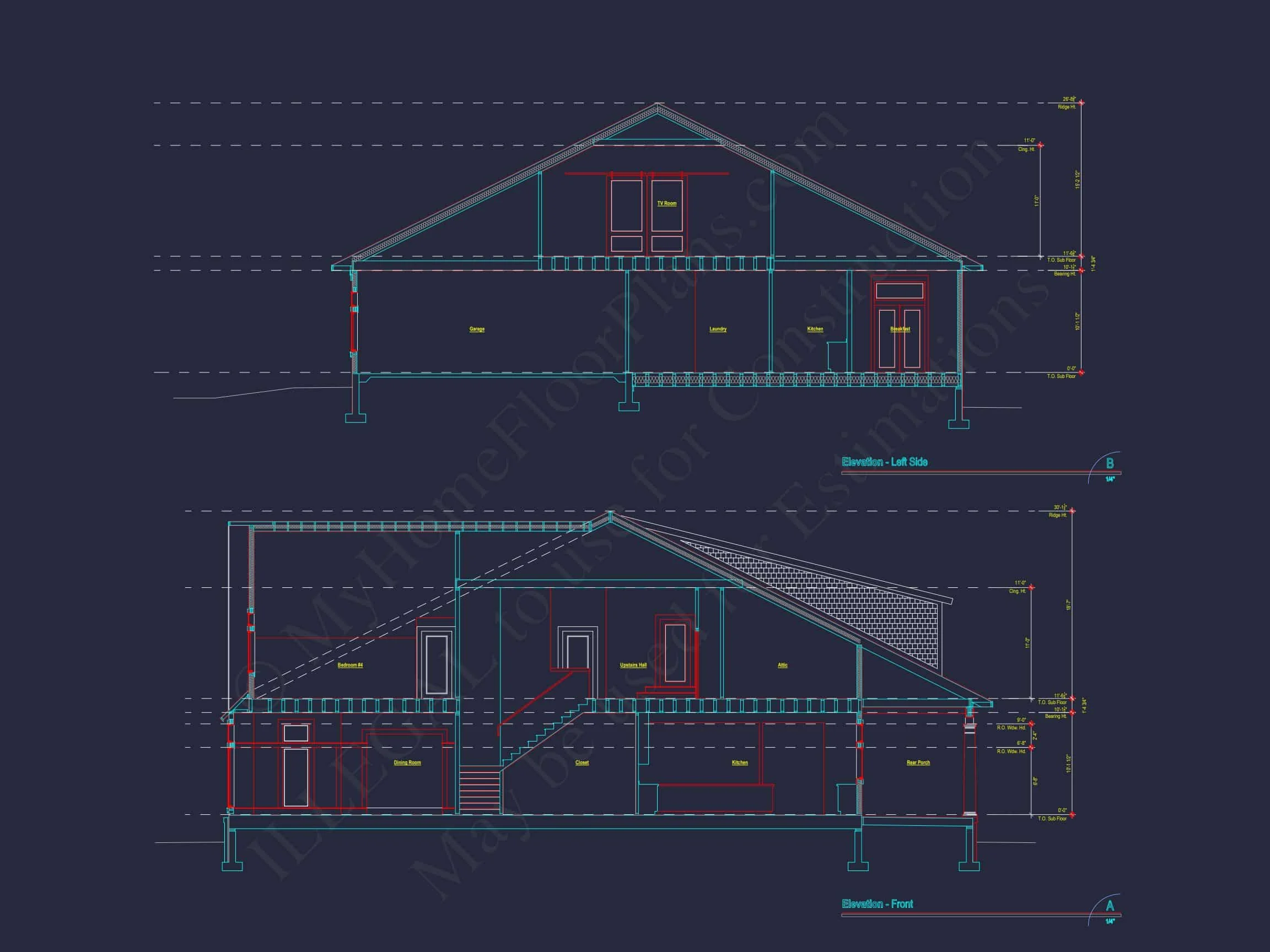 Modern Craftsman house Plan with Fireplace, 4 Bedrooms & Bonus