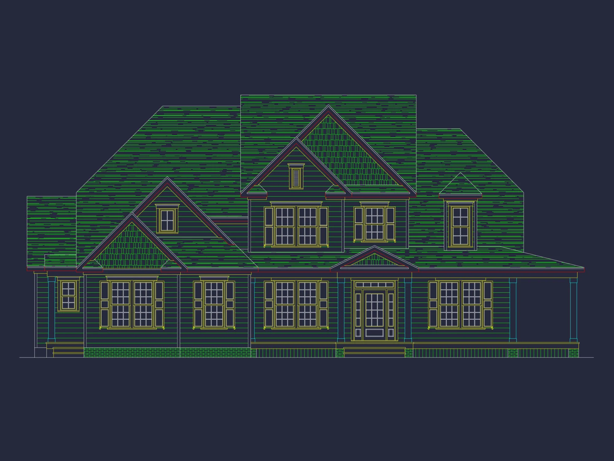 Traditional Farmhouse house Plan with Detailed CAD Designs