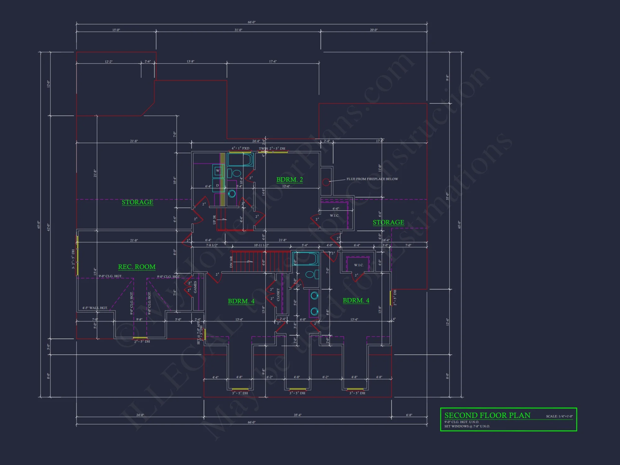 Elegant house CAD Floor Plan: Spacious 4-Bedroom Design