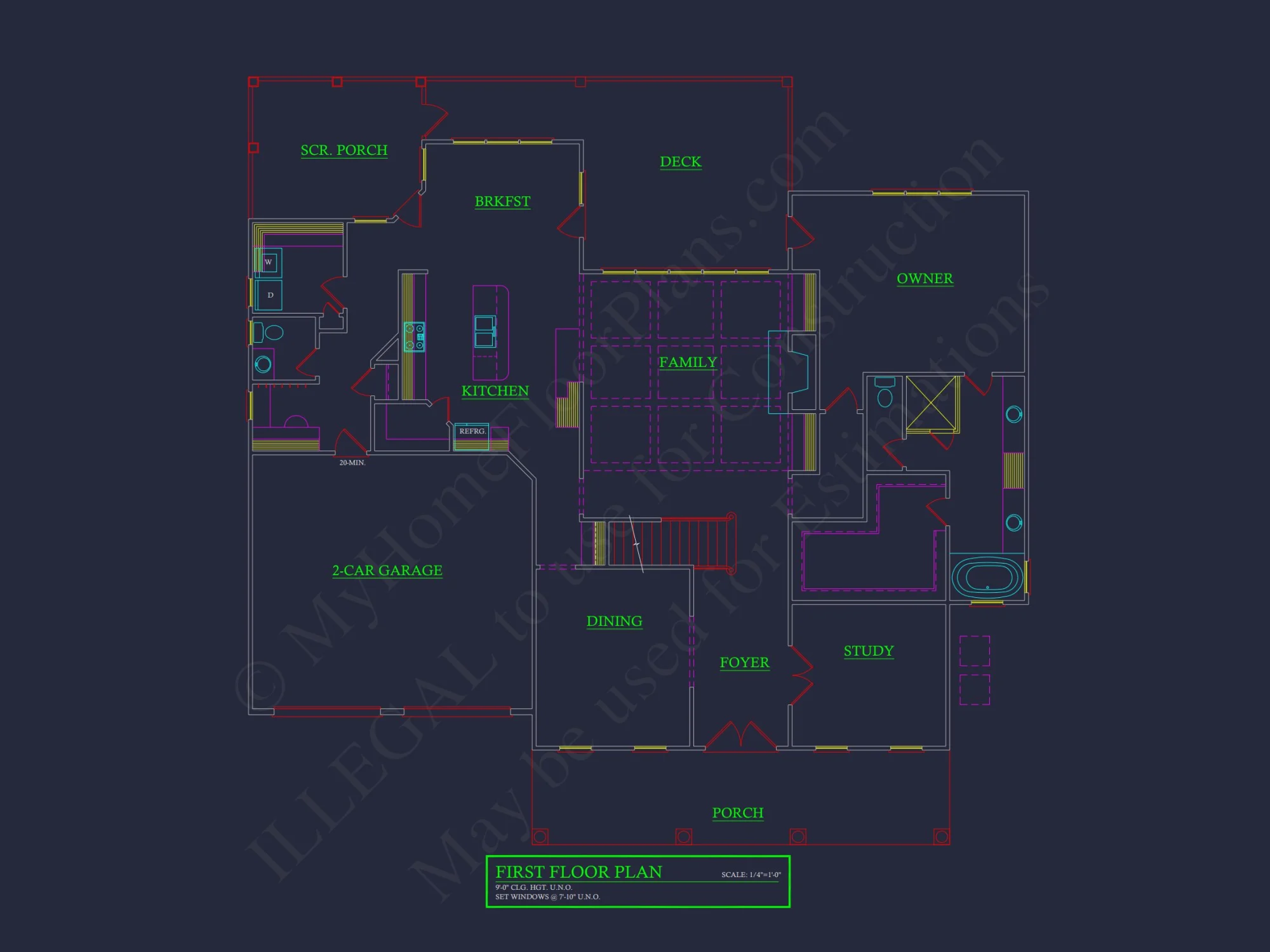 Elegant house CAD Floor Plan: Spacious 4-Bedroom Design