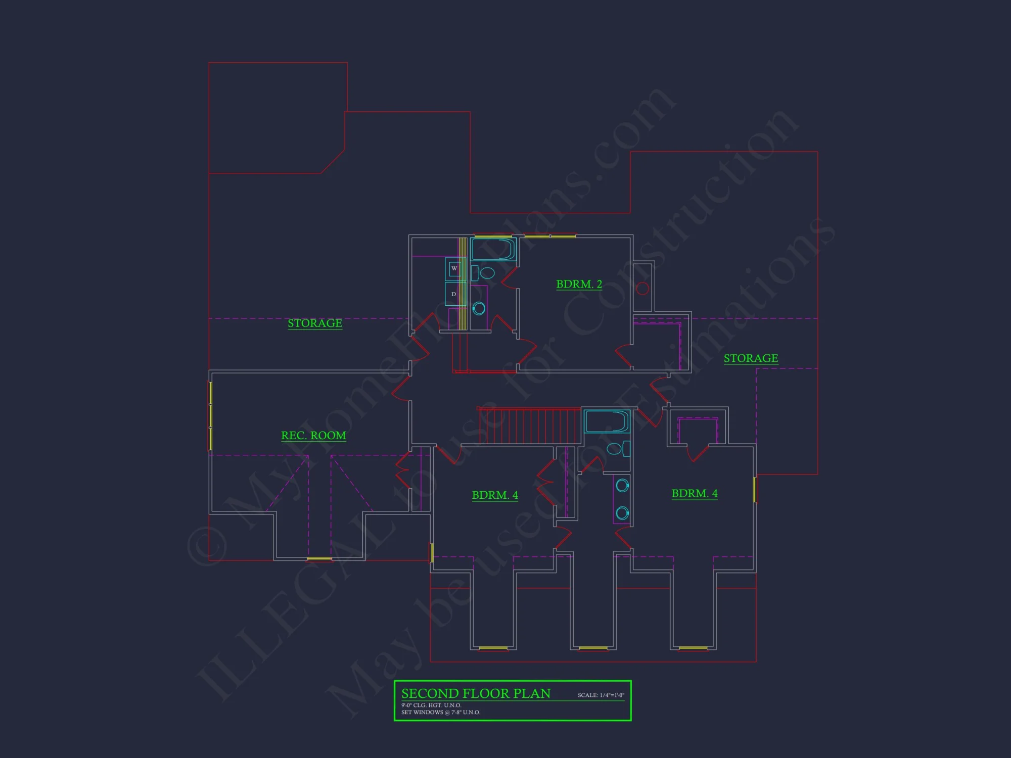 Elegant house CAD Floor Plan: Spacious 4-Bedroom Design