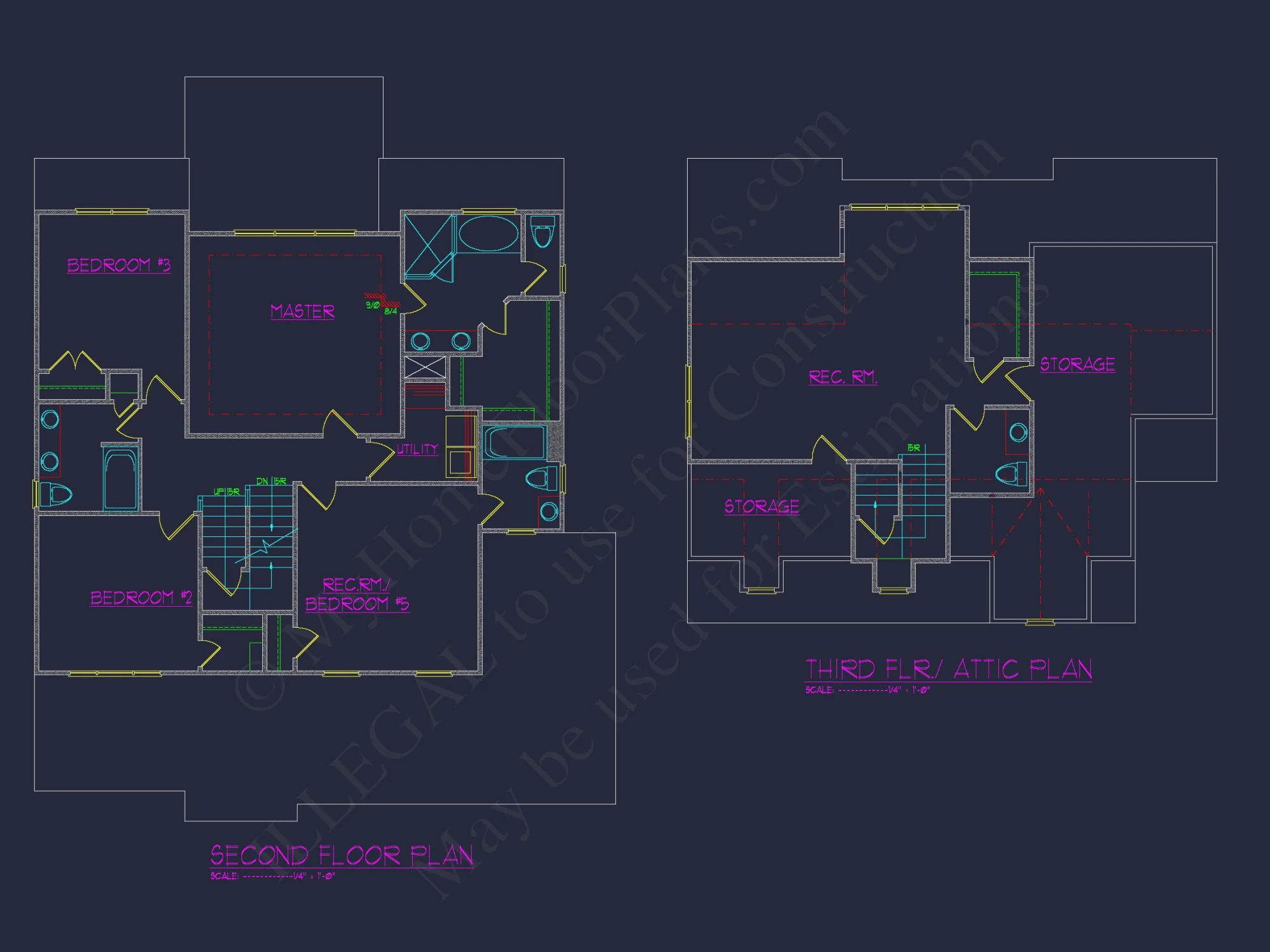 Charming house Blueprints: 2.5 Story Floor Plan Designs in CAD
