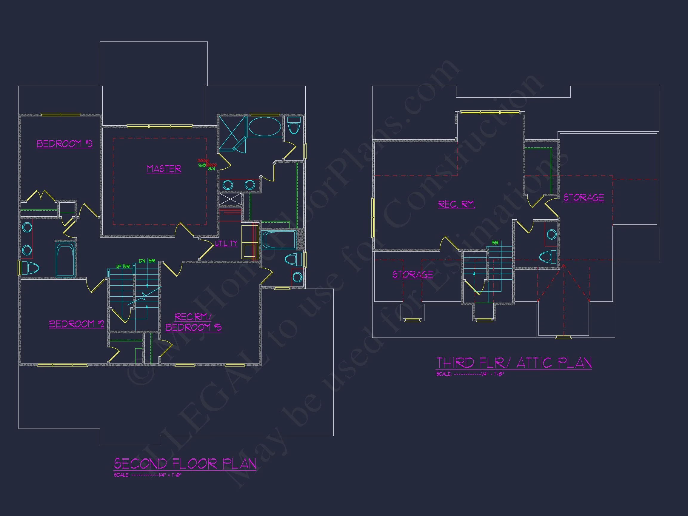 Charming house Blueprints: 2.5 Story Floor Plan Designs in CAD