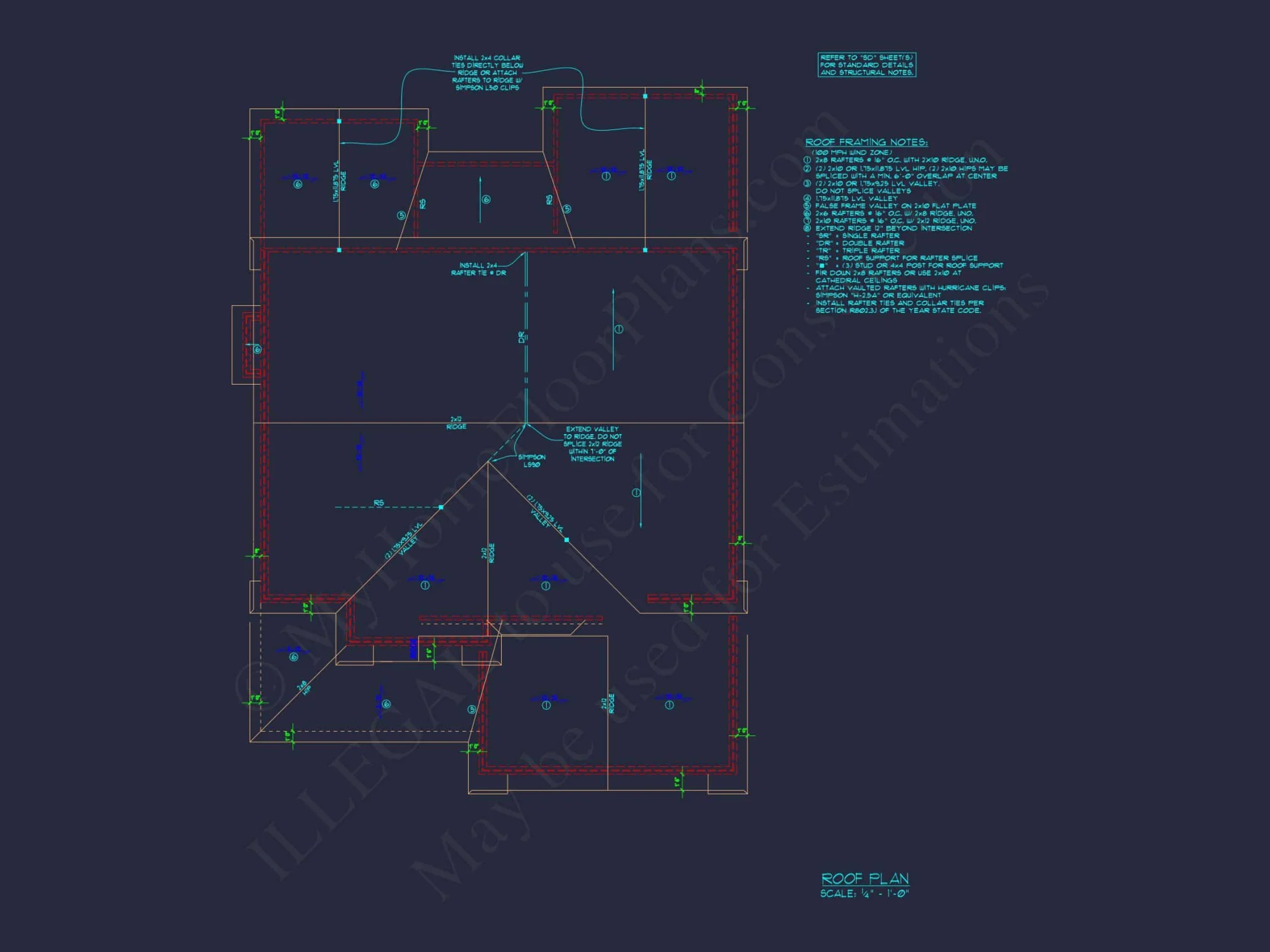 Custom house Plan with 4 Bedrooms and 2 Garage Bays