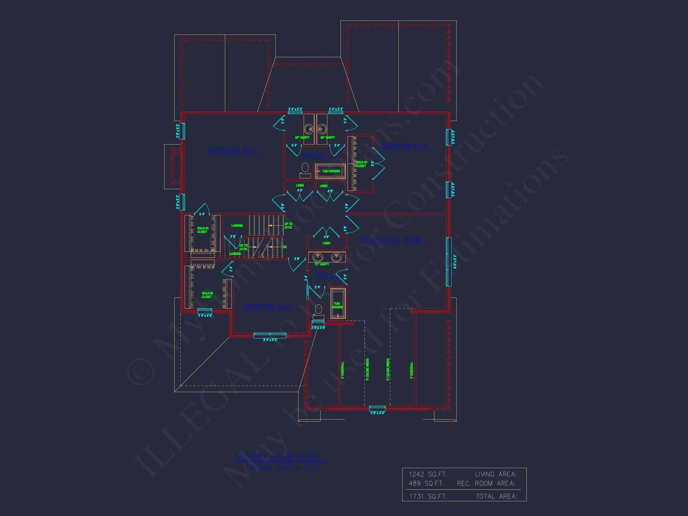 Custom house Plan with 4 Bedrooms and 2 Garage Bays