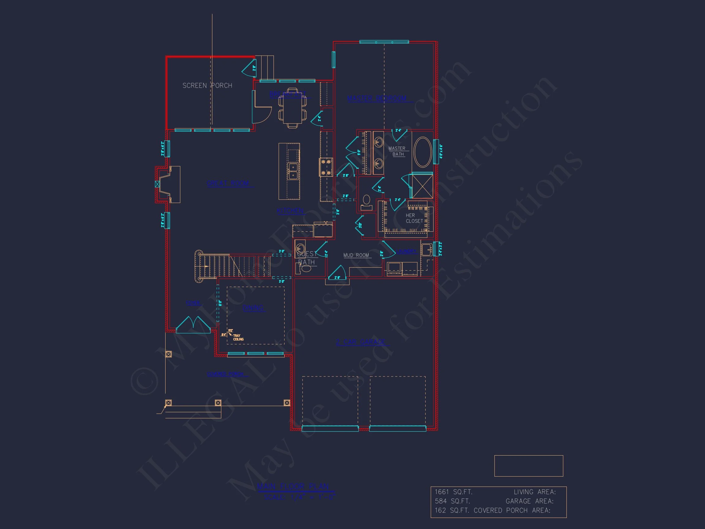 Custom house Plan with 4 Bedrooms and 2 Garage Bays