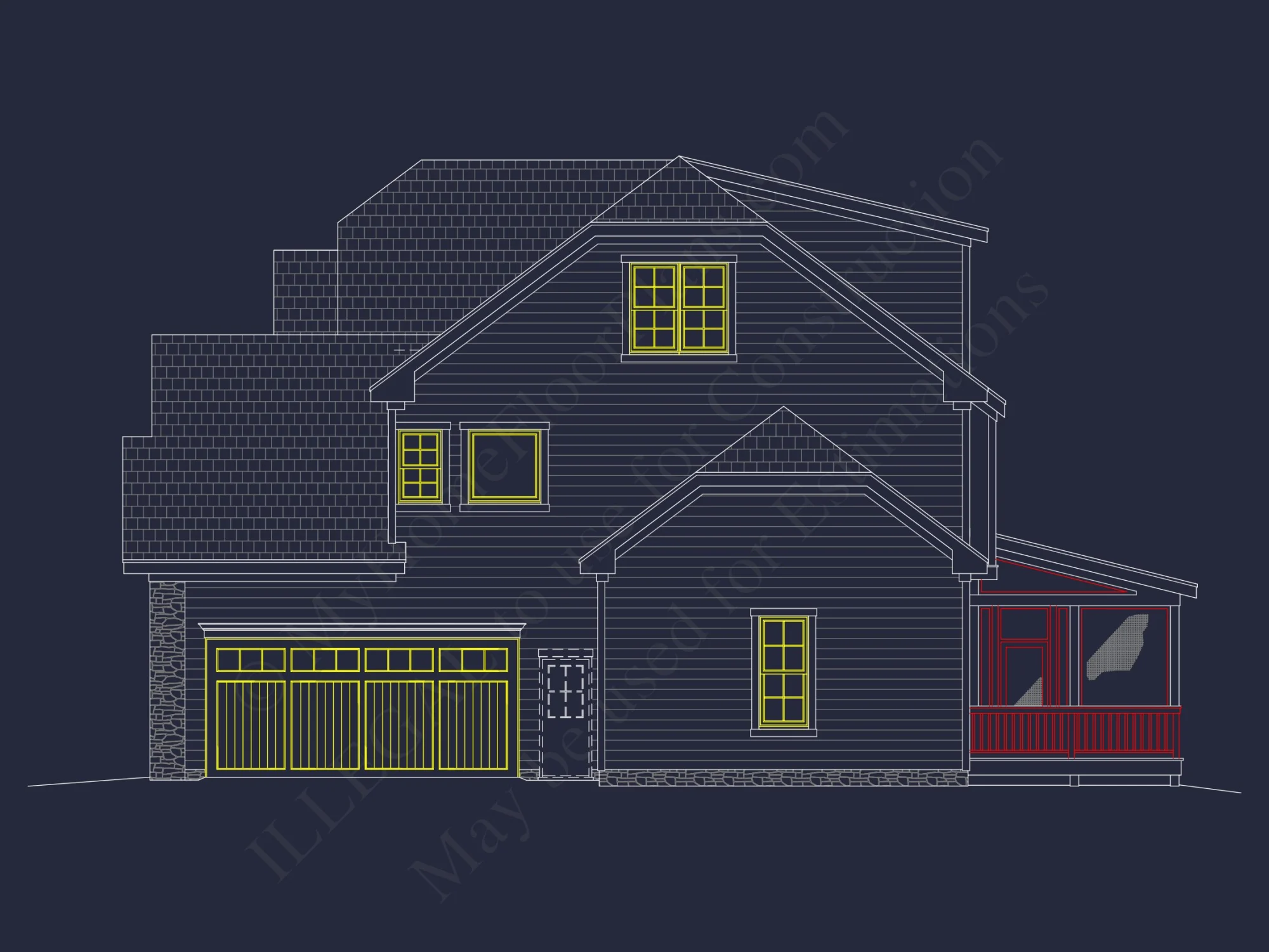 Detailed house Plan Blueprint with Traditional Architecture