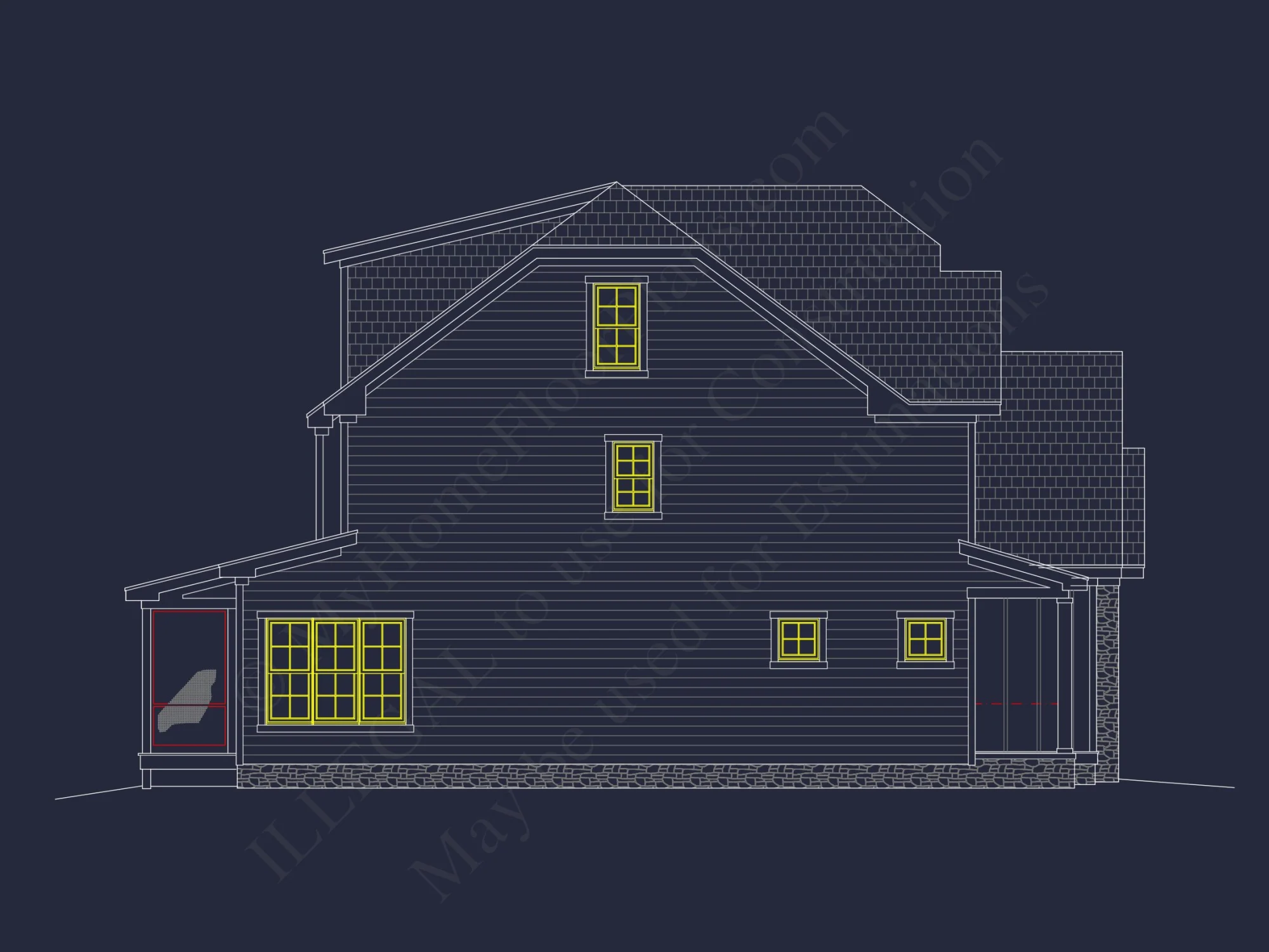 Detailed house Plan Blueprint with Traditional Architecture