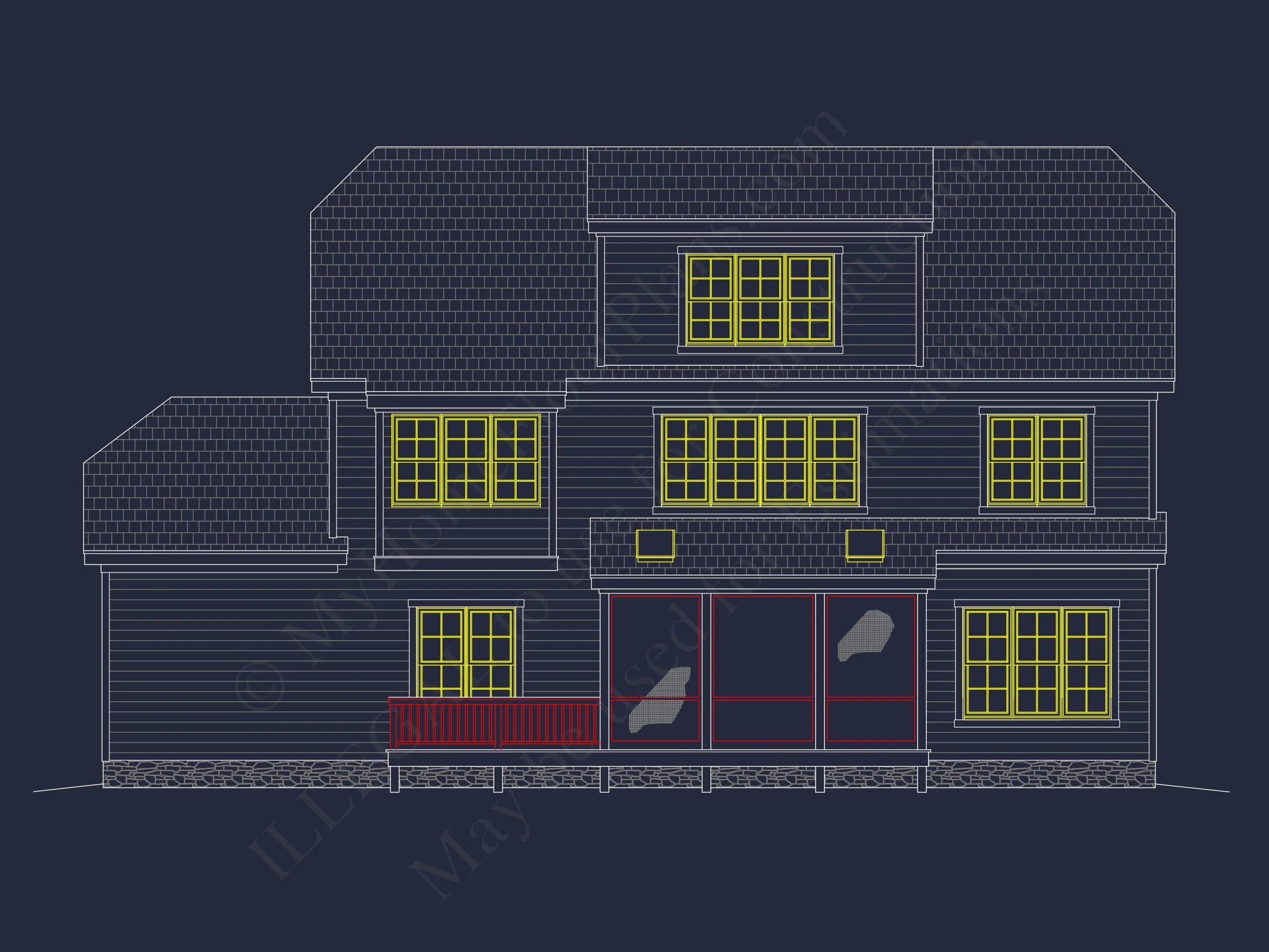 13-1985 HOUSE PLAN - Detailed House Plan Blueprint with Traditional Architecture 3 Detailed house Plan Blueprint with Traditional Architecture