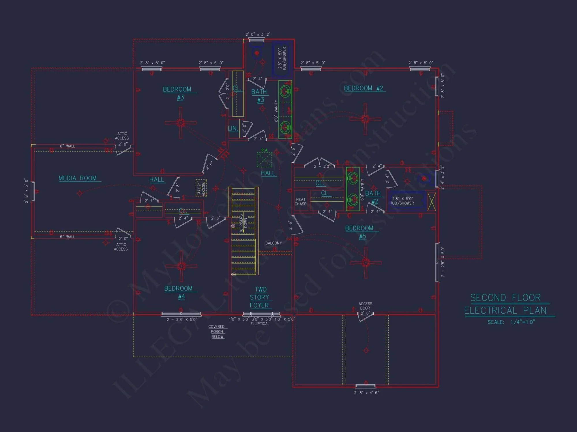 Elegant house Floor Plan - 5 Bedroom CAD Designs & Blueprint