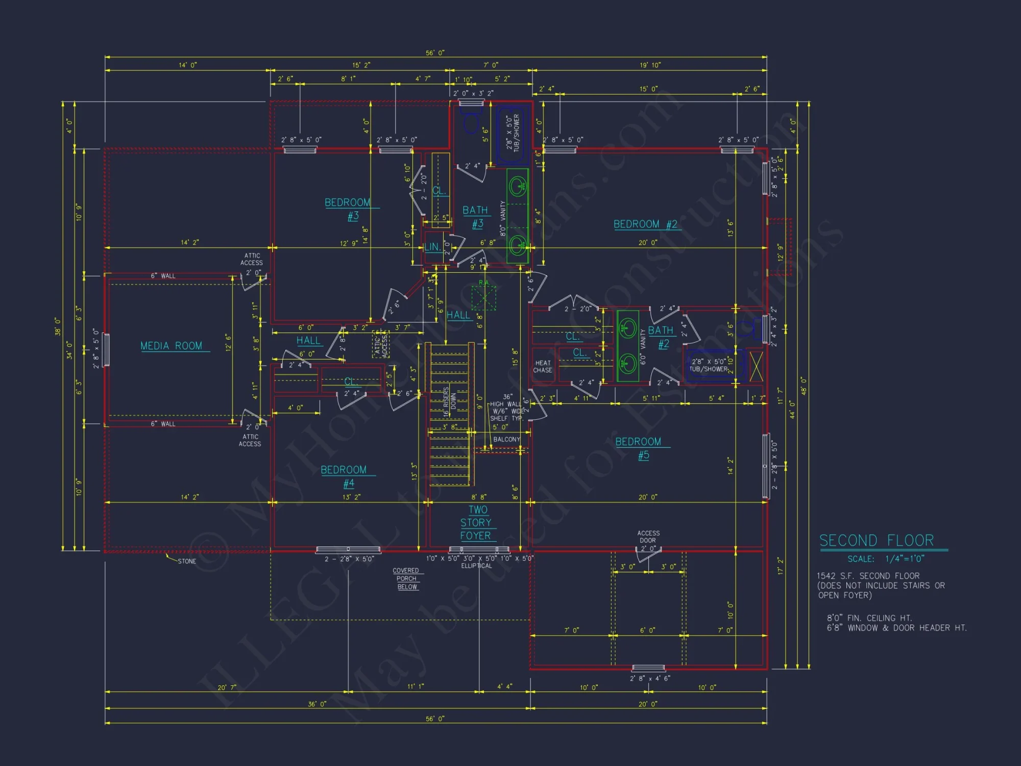 Elegant house Floor Plan - 5 Bedroom CAD Designs & Blueprint