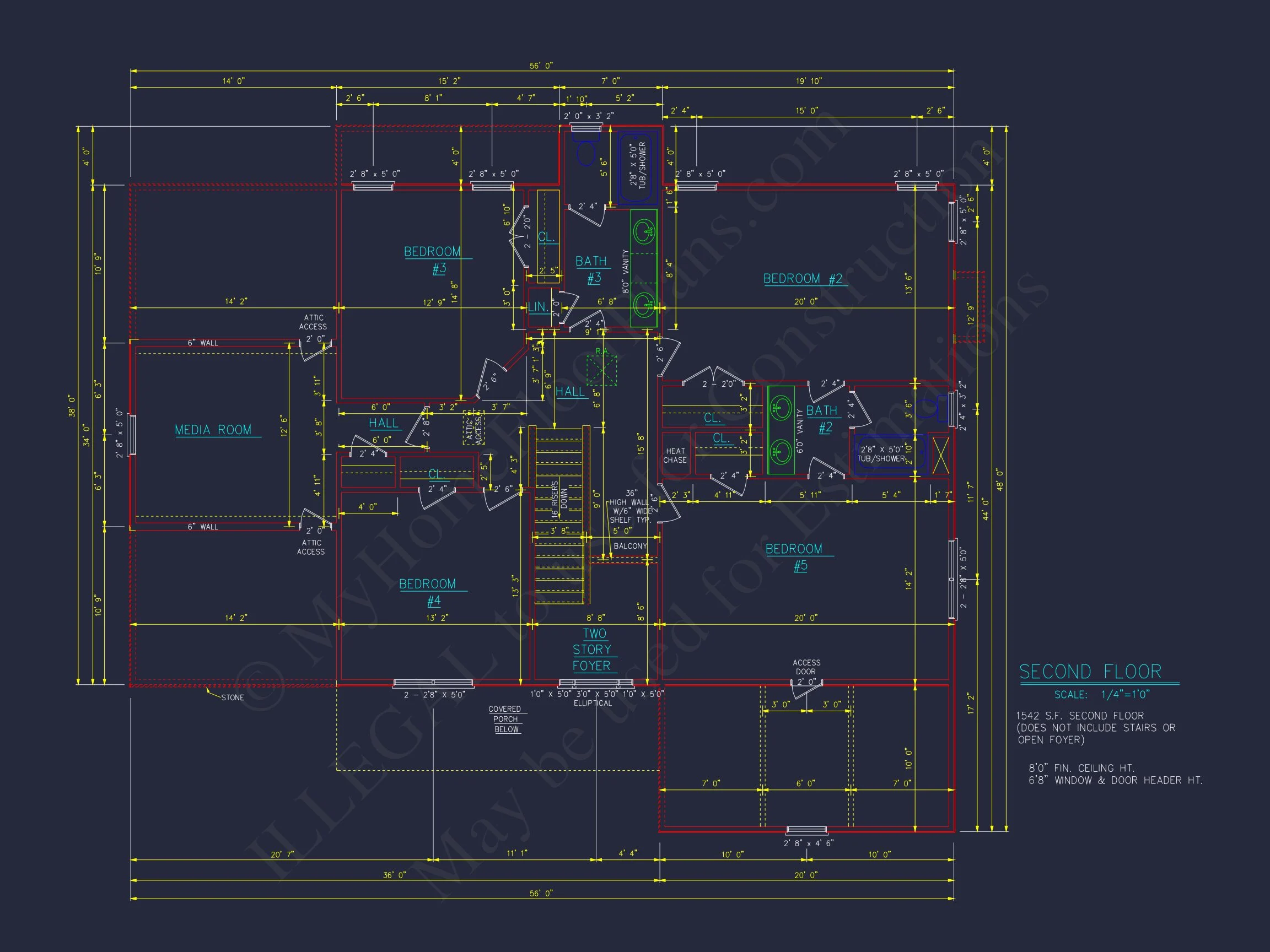 Elegant house Floor Plan - 5 Bedroom CAD Designs & Blueprint