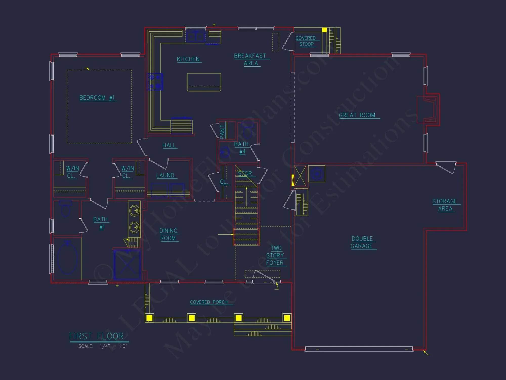 Elegant house Floor Plan - 5 Bedroom CAD Designs & Blueprint