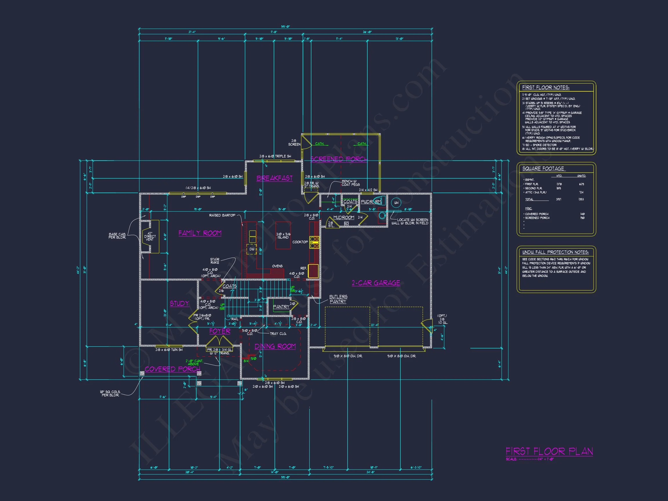 13-1965 HOUSE PLAN - Classic Colonial Farmhouse House Plan with 2.5 Floors & CAD 7 Classic Colonial Farmhouse house Plan with 2.5 Floors & CAD