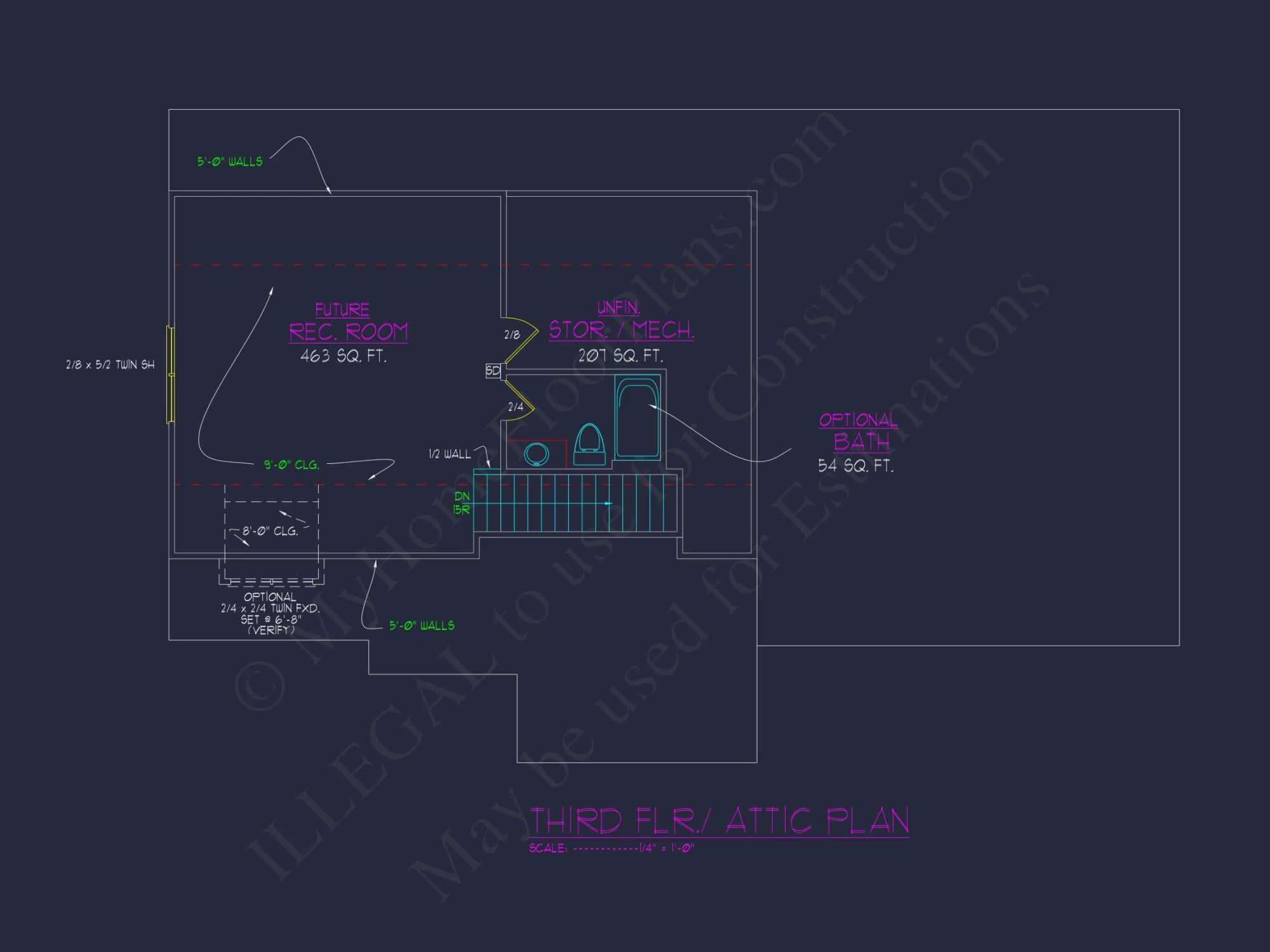 Classic Colonial Farmhouse house Plan with 2.5 Floors & CAD