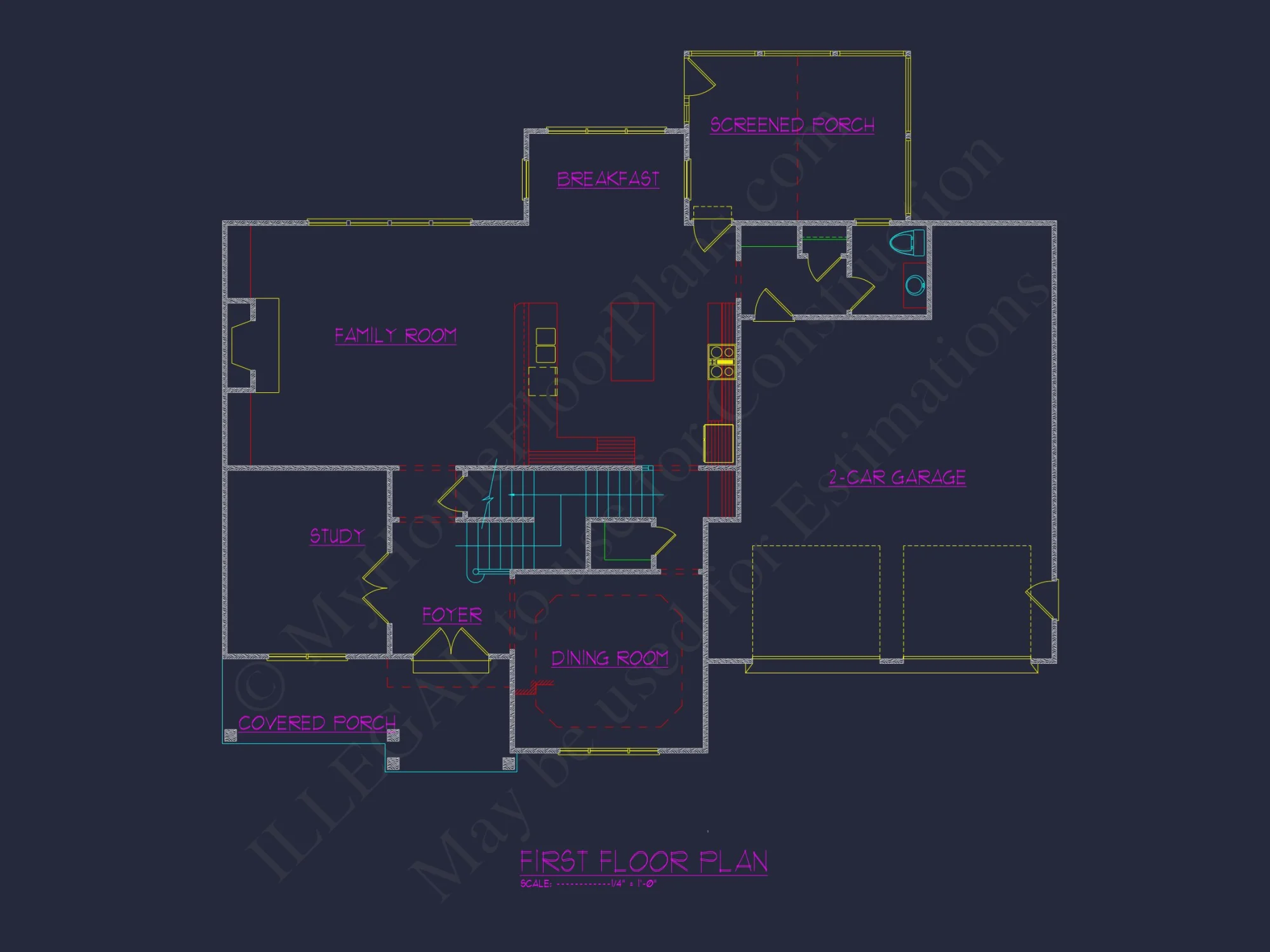 Classic Colonial Farmhouse house Plan with 2.5 Floors & CAD