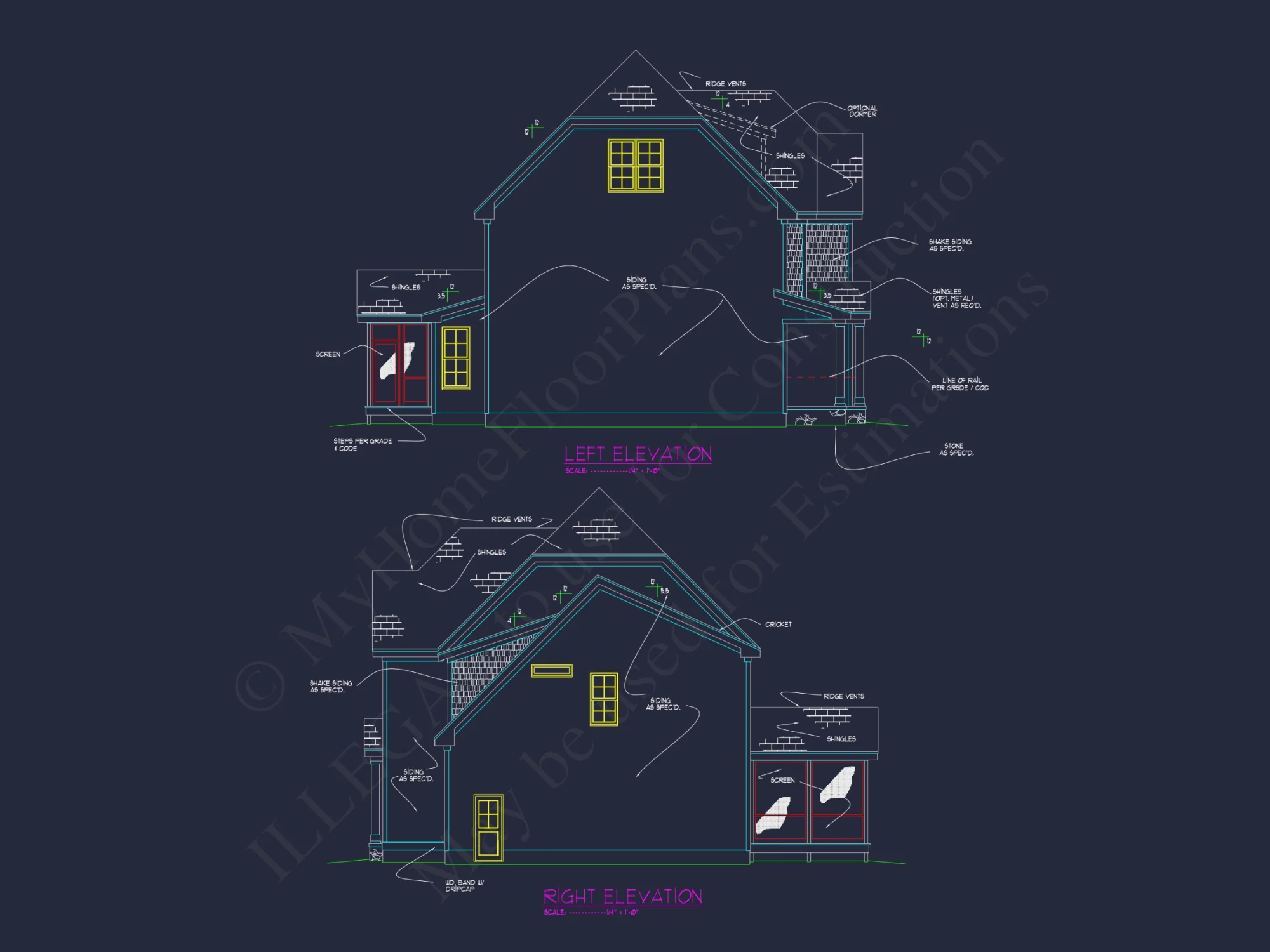 Classic Colonial Farmhouse house Plan with 2.5 Floors & CAD