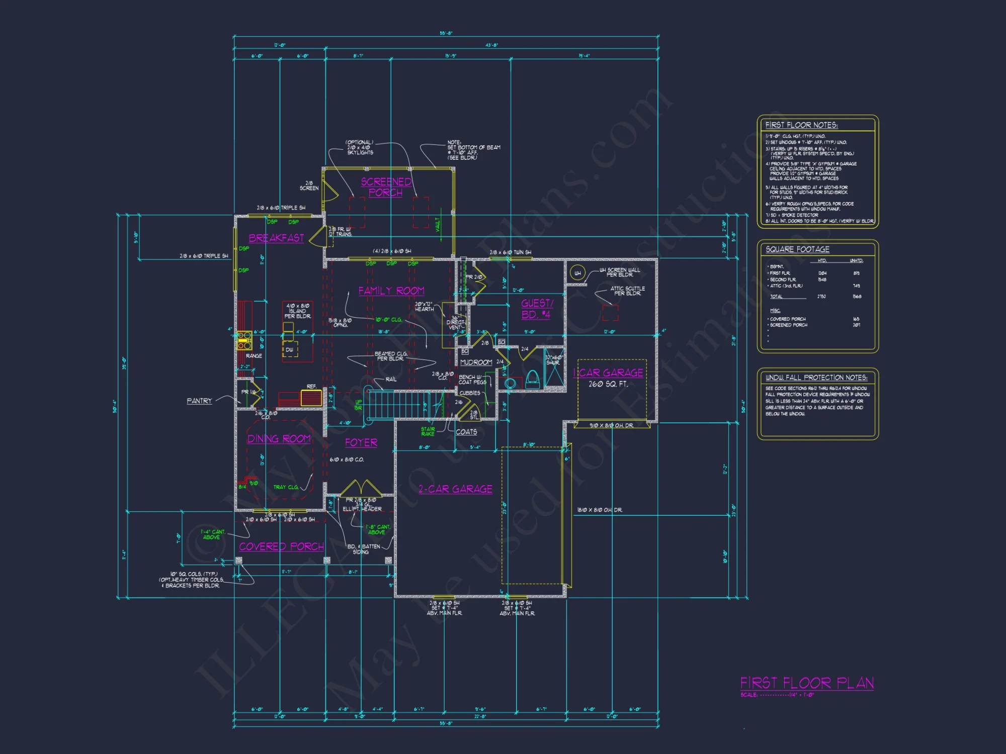Elegant house Plan with 2-Car Garage, Open Floor Plan & CAD Designs