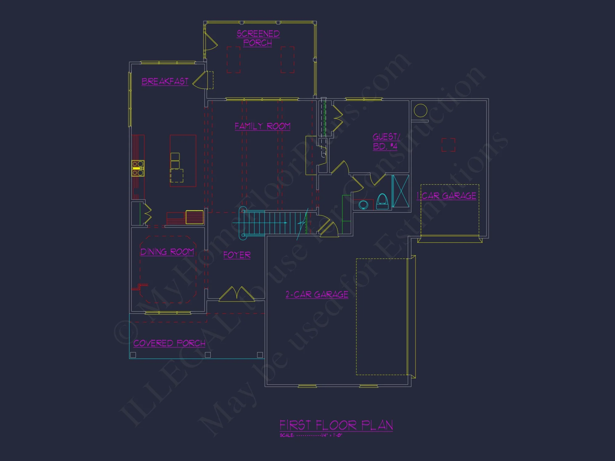 Elegant house Plan with 2-Car Garage, Open Floor Plan & CAD Designs