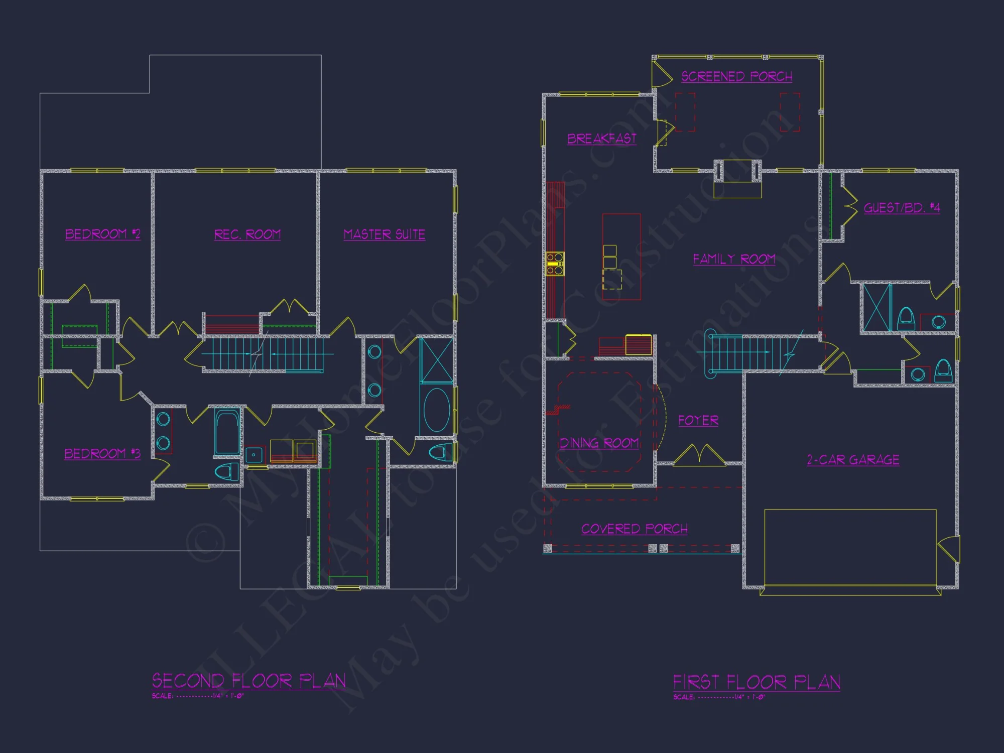 Elegant 4-Bedroom house Plan with Open Layout and CAD Design