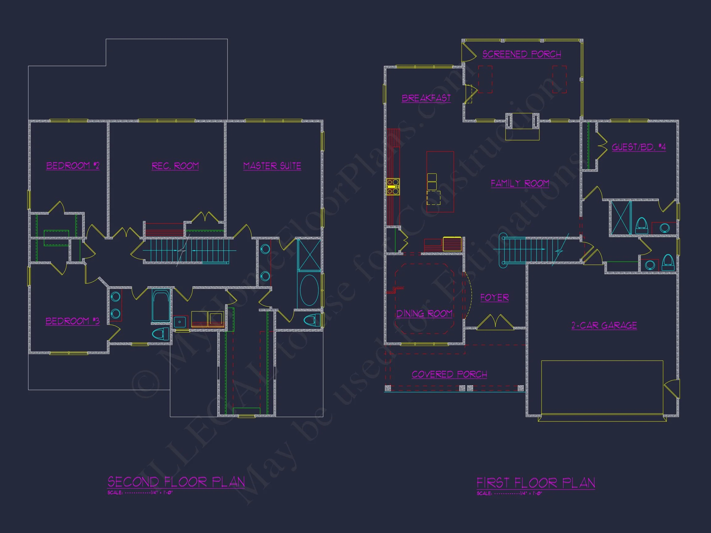 13-1829A HOUSE PLAN - Elegant 4-Bedroom House Plan with Open Layout and CAD Design 4 Elegant 4-Bedroom house Plan with Open Layout and CAD Design