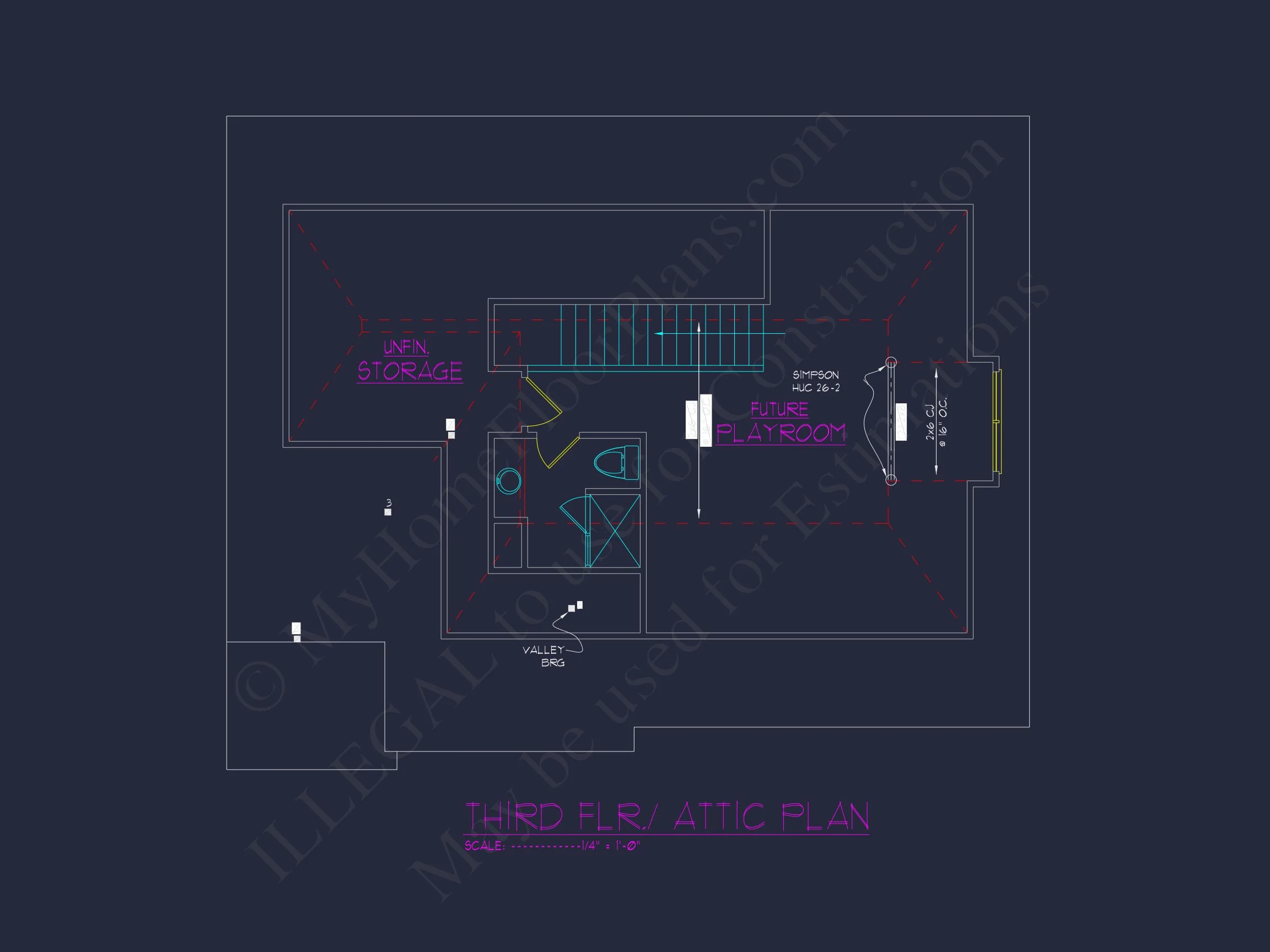 Spacious 2.5 Story house Design with CAD Floor Plans