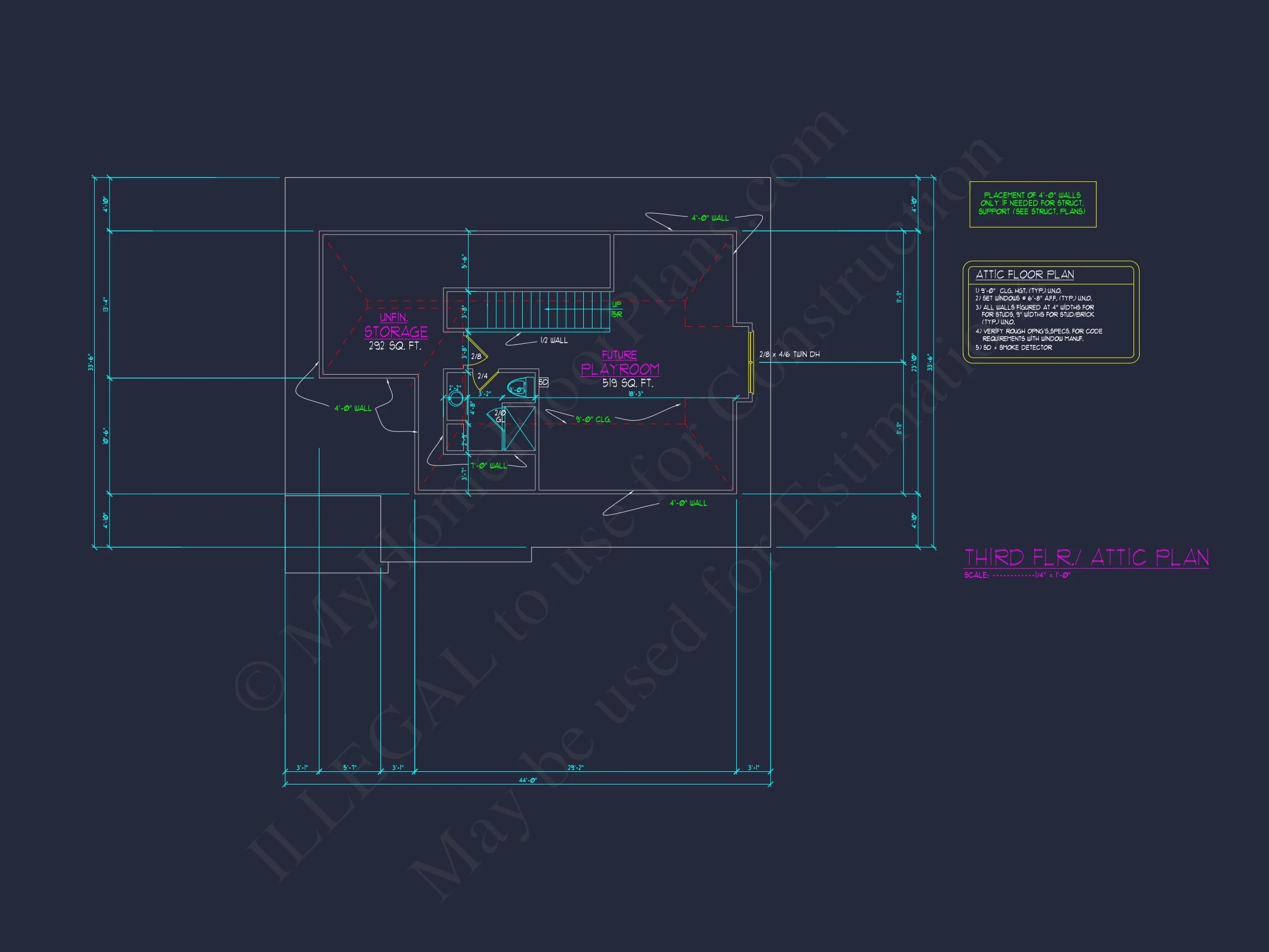 Spacious 2.5 Story house Design with CAD Floor Plans