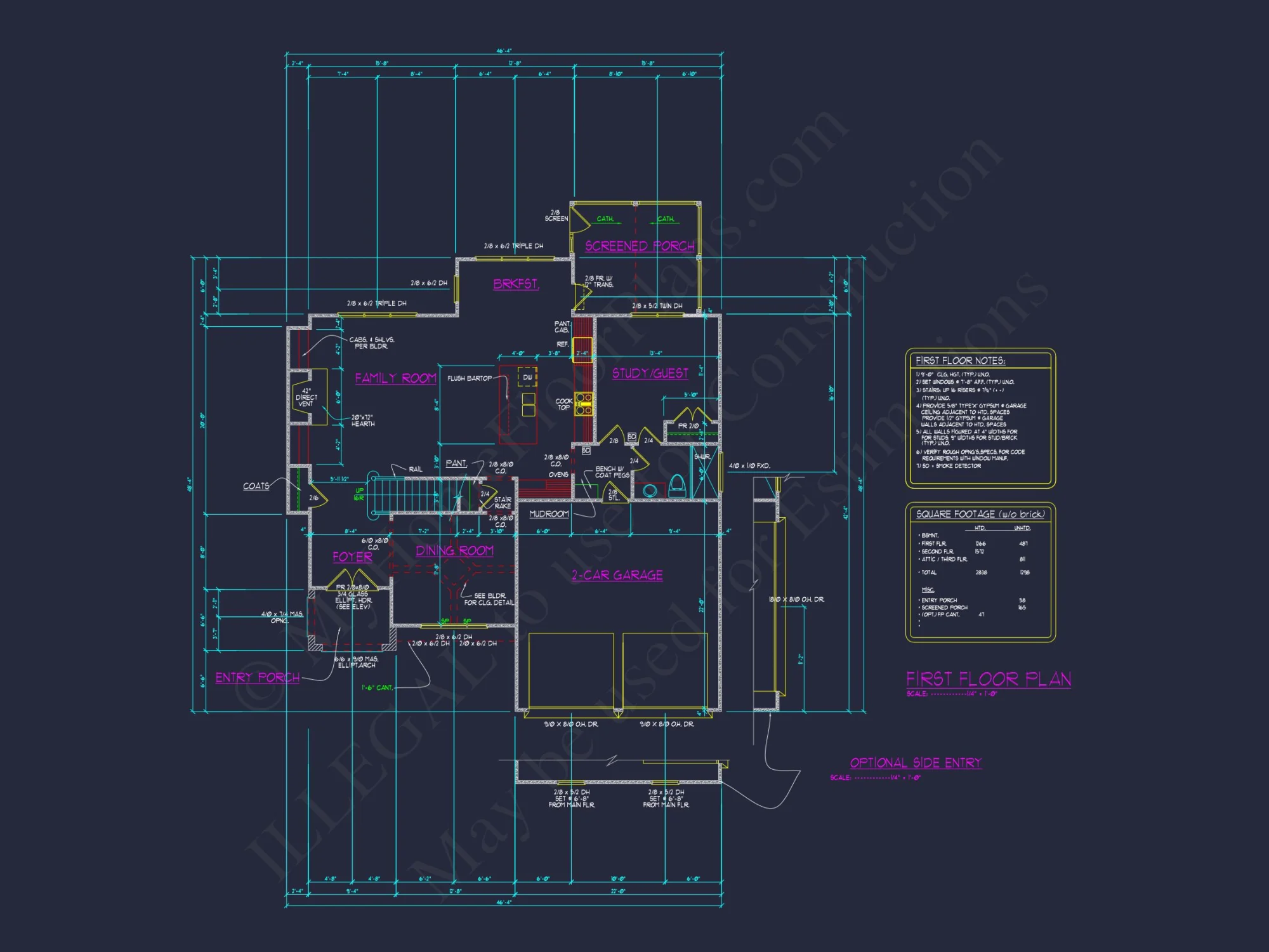 Spacious 2.5 Story house Design with CAD Floor Plans