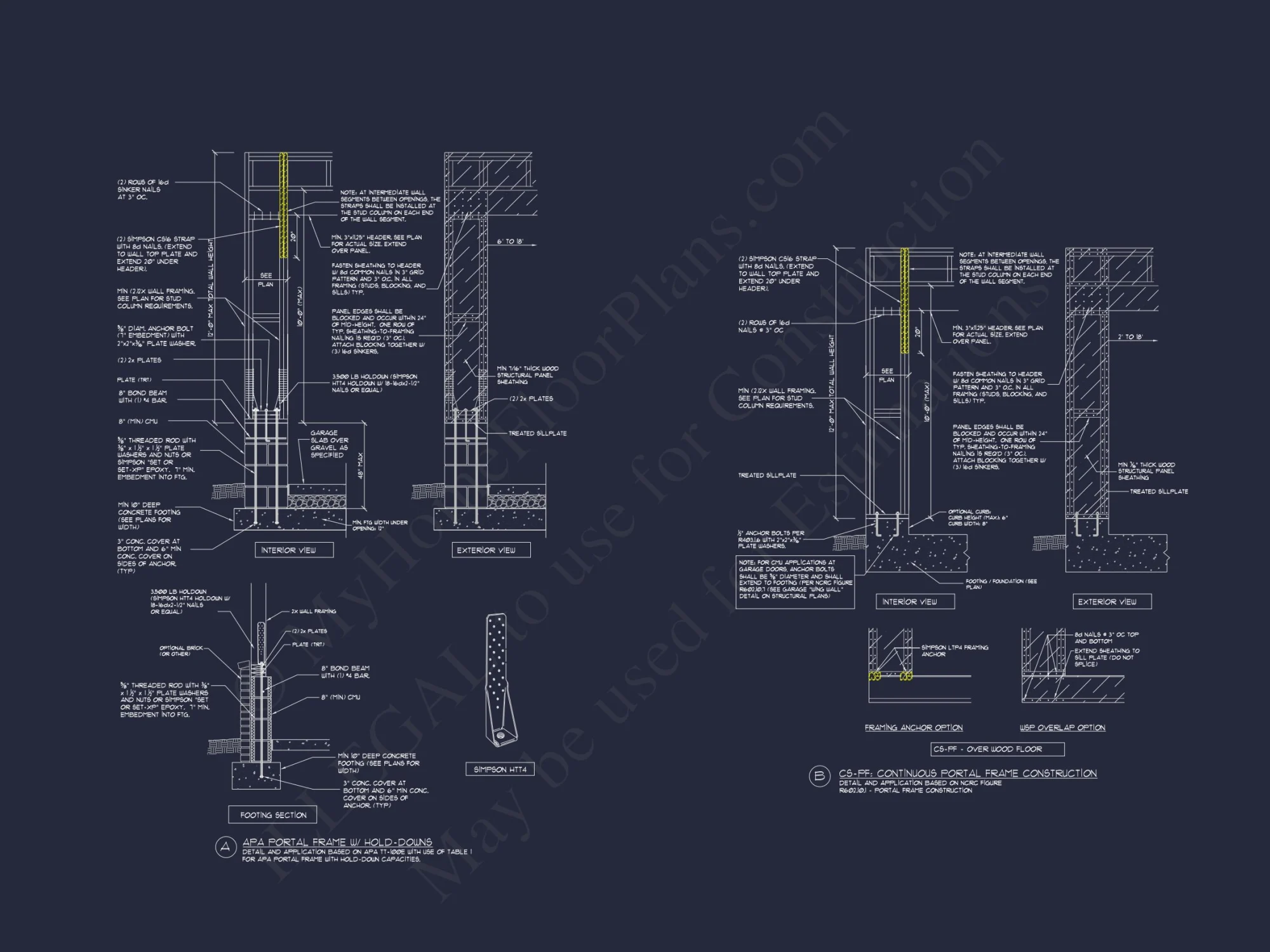 Craftsman house Floor Plan with 4 Bedrooms and 3 Garage Bays