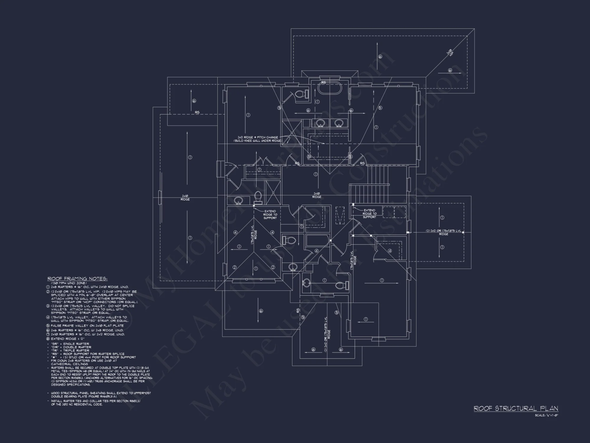 Craftsman house Floor Plan with 4 Bedrooms and 3 Garage Bays