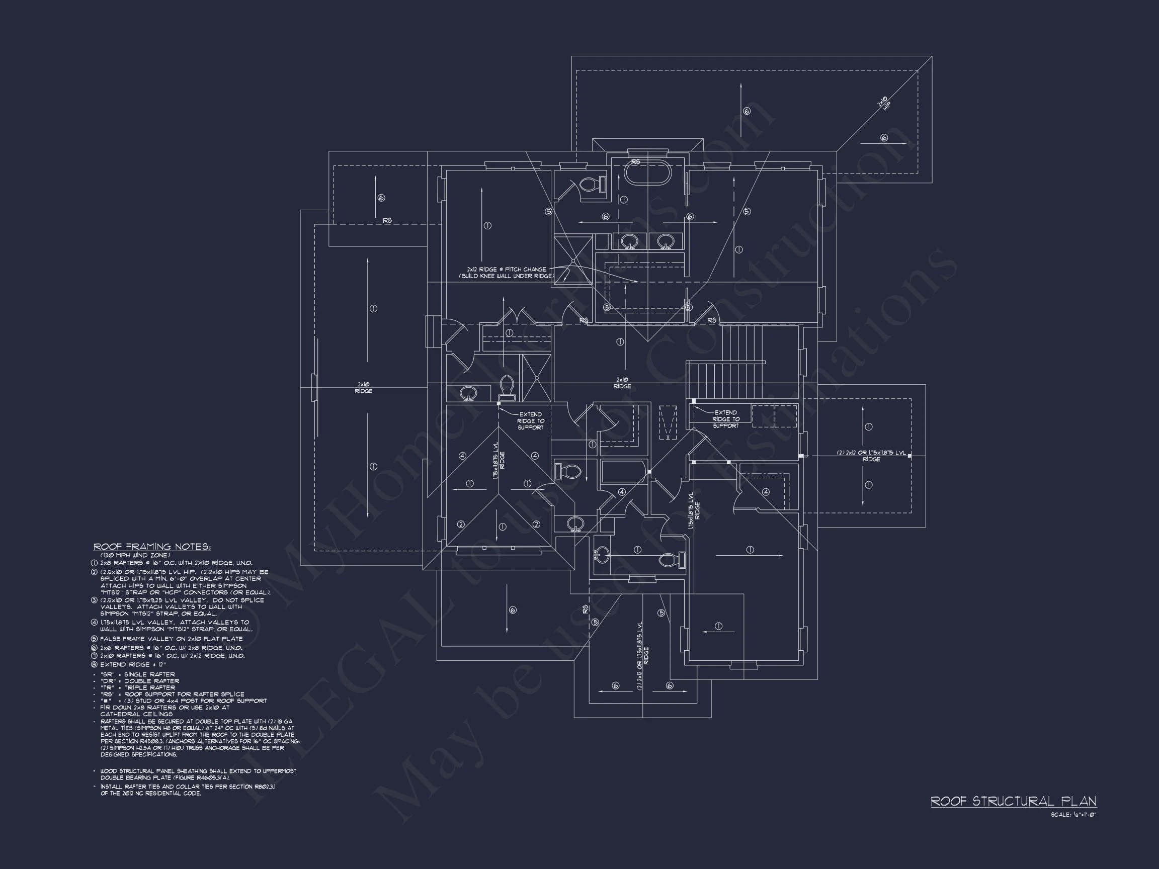 Craftsman house Floor Plan with 4 Bedrooms and 3 Garage Bays