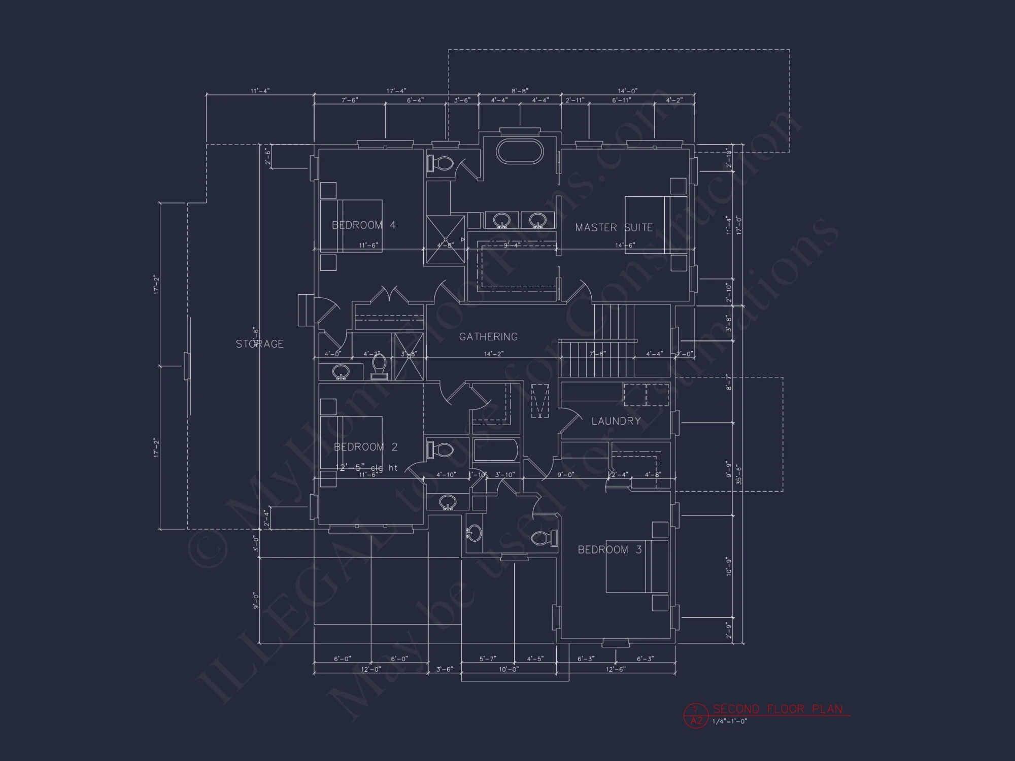 Craftsman house Floor Plan with 4 Bedrooms and 3 Garage Bays